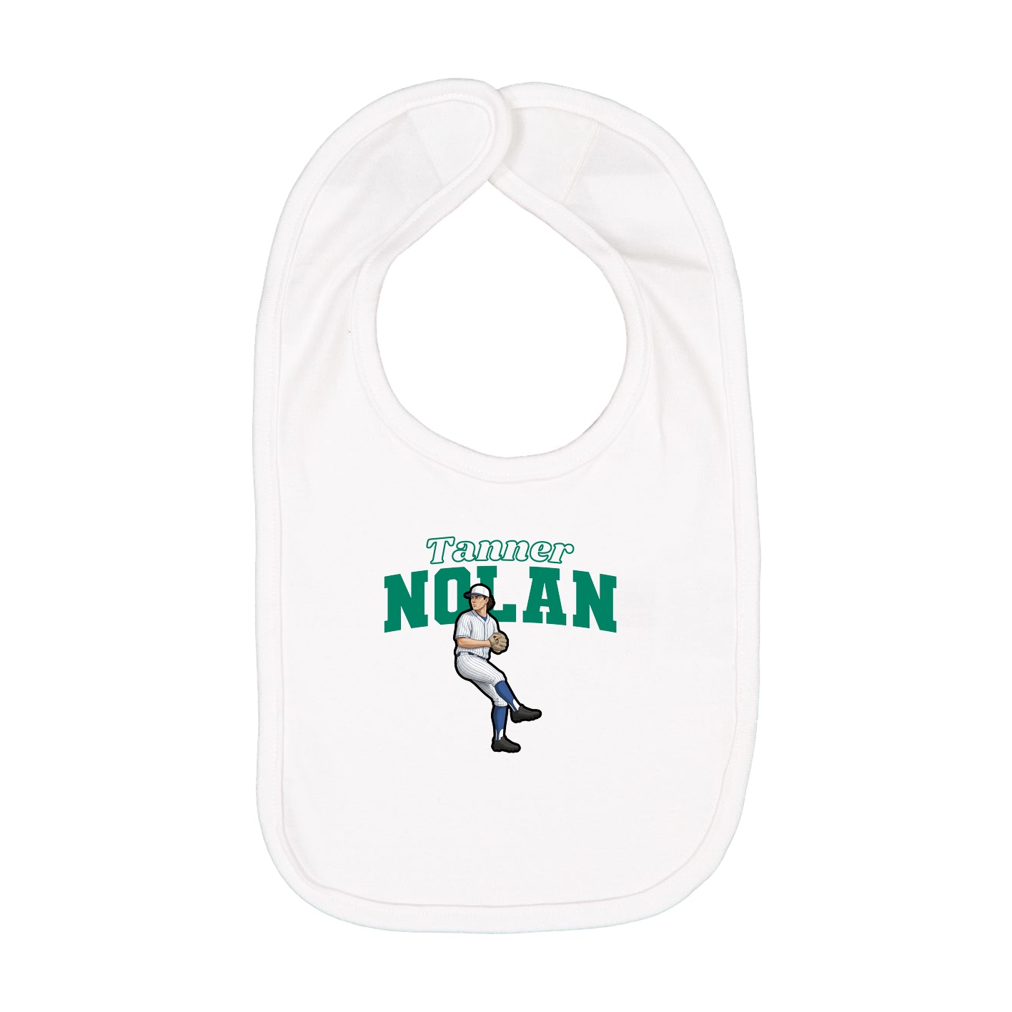 Infant Bib — Name Arch in White
