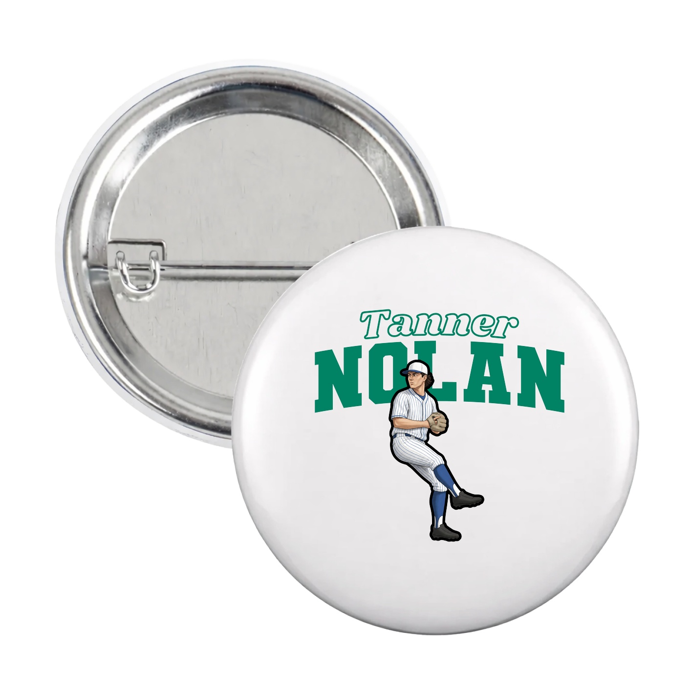 Game Day Button — Name Arch in White