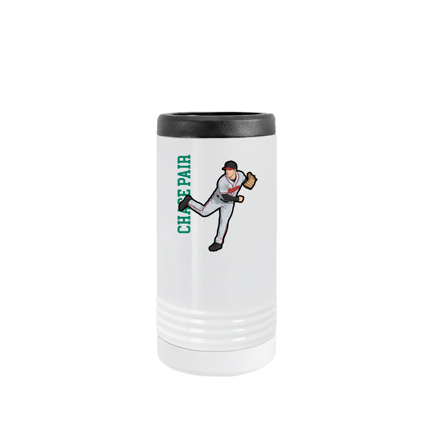 Slim Beverage Holder — Name Vertical in White