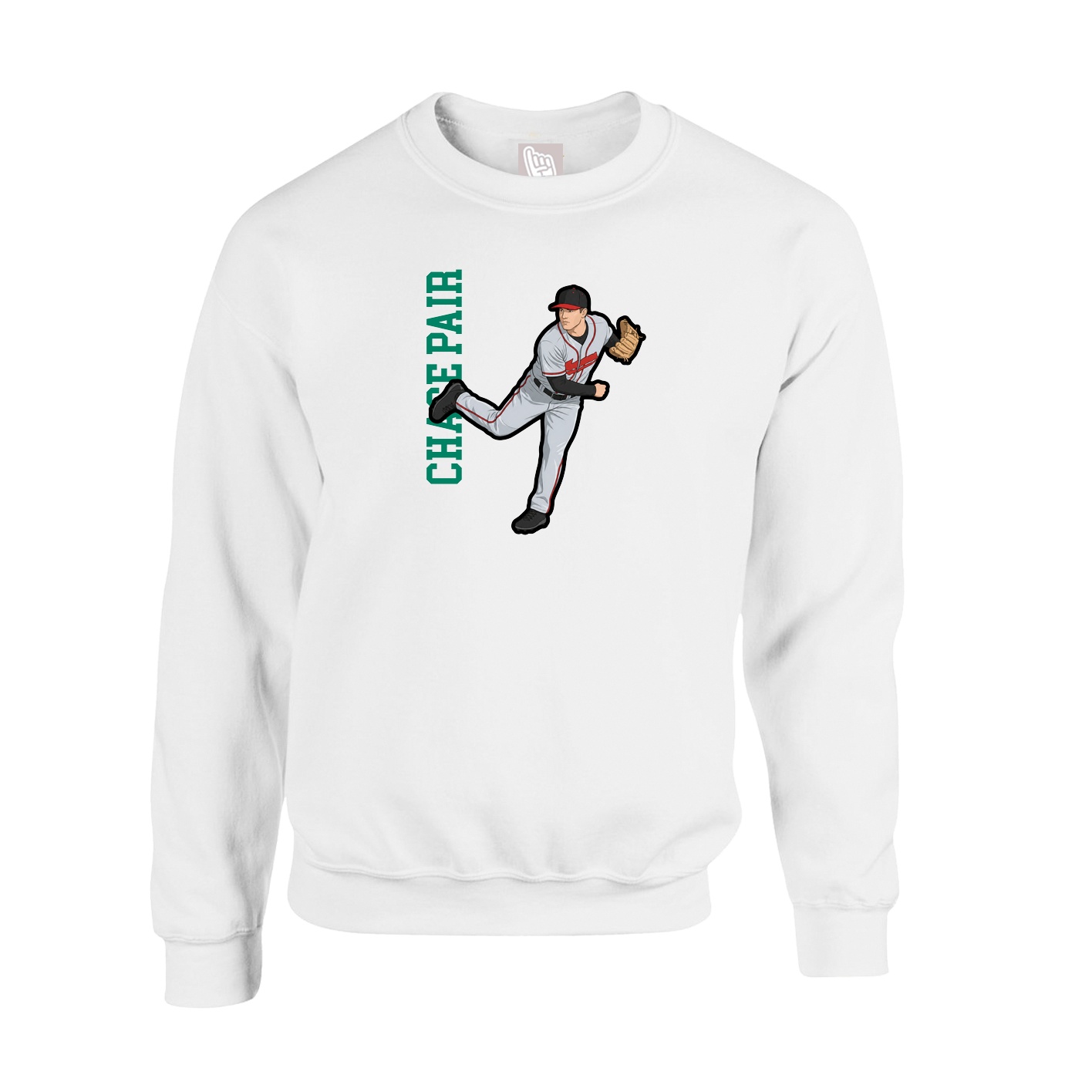 Fleece Crew — Name Vertical in White