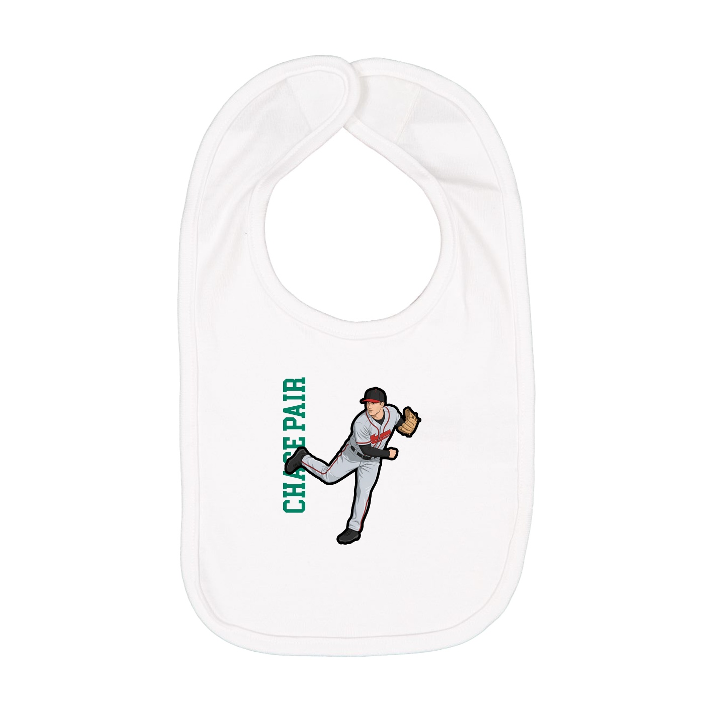 Infant Bib — Name Vertical in White