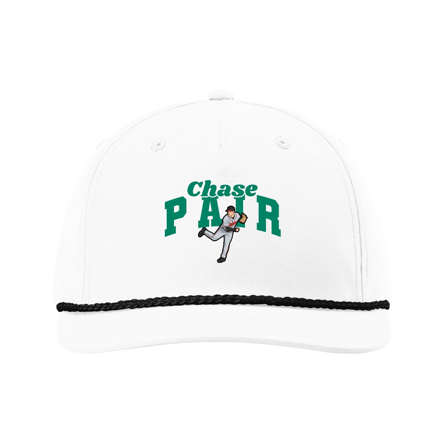 Five-Panel Classic Rope Cap — Signature Arch in White