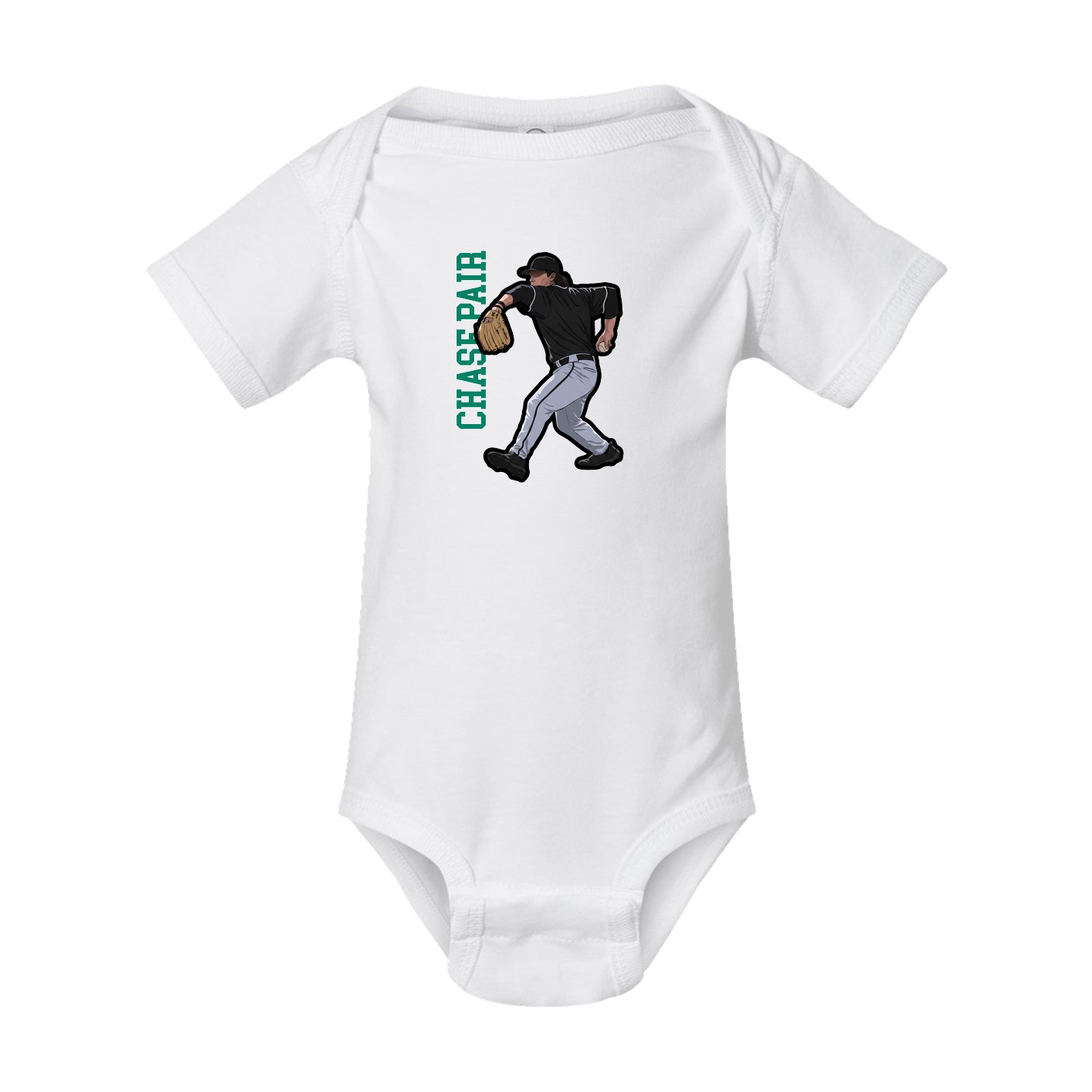 Baby Onesie — Name Vertical in White