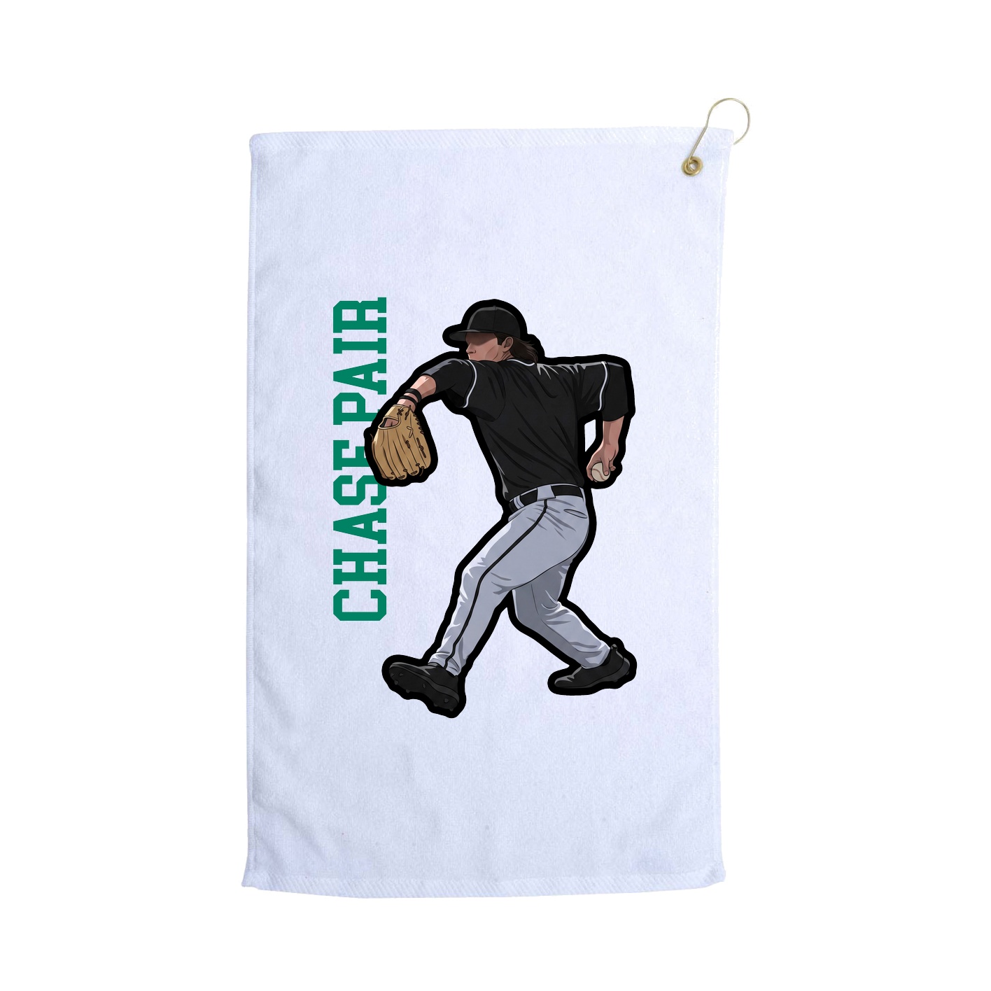 Golf Towel — Name Vertical in White