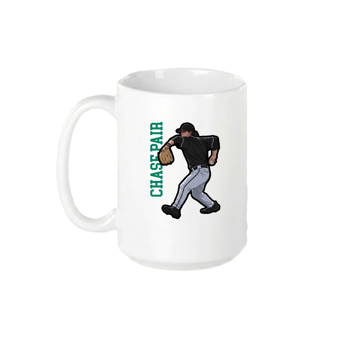 15oz Coffee Mug — Name Vertical in White