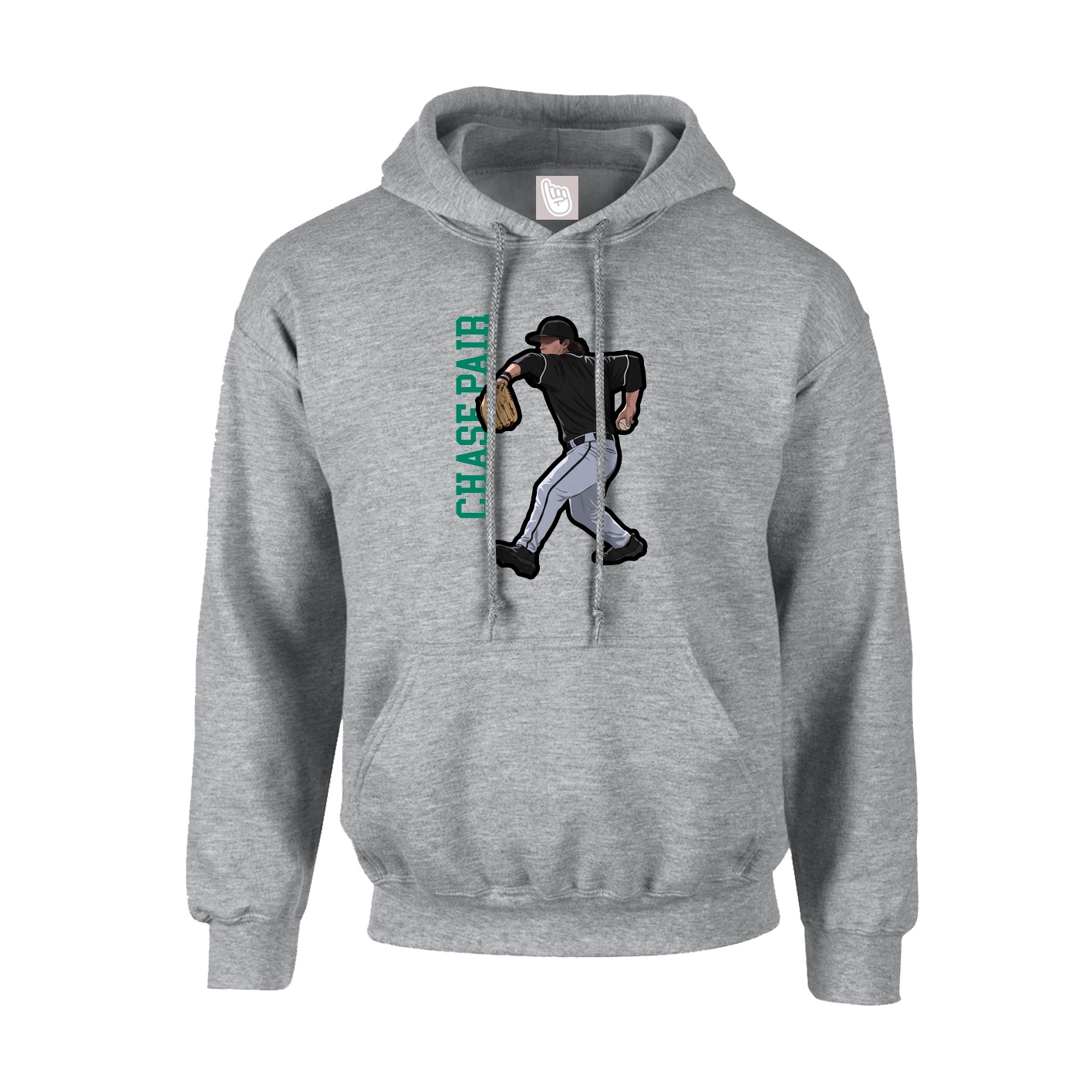 Youth Hoodie — Name Vertical in Grey