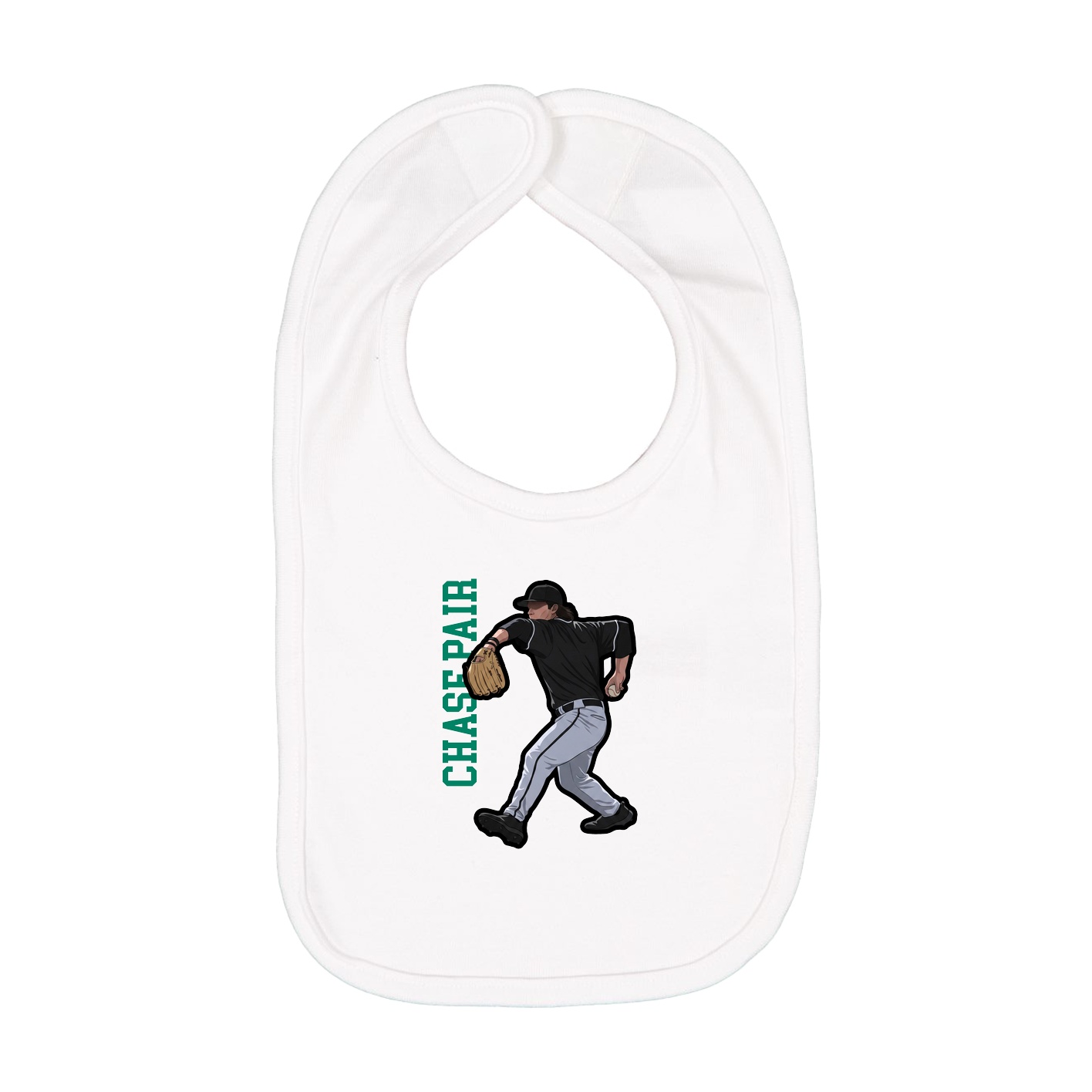 Infant Bib — Name Vertical in White