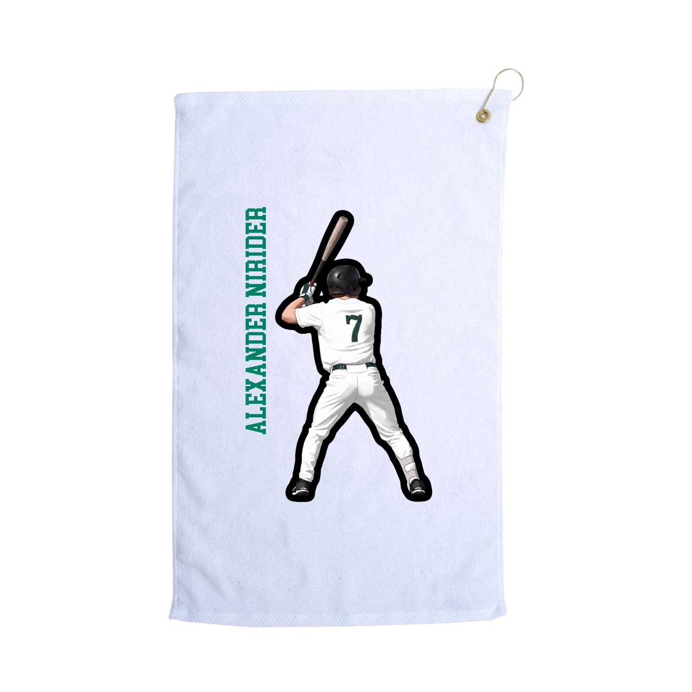 Golf Towel — Name Vertical in White