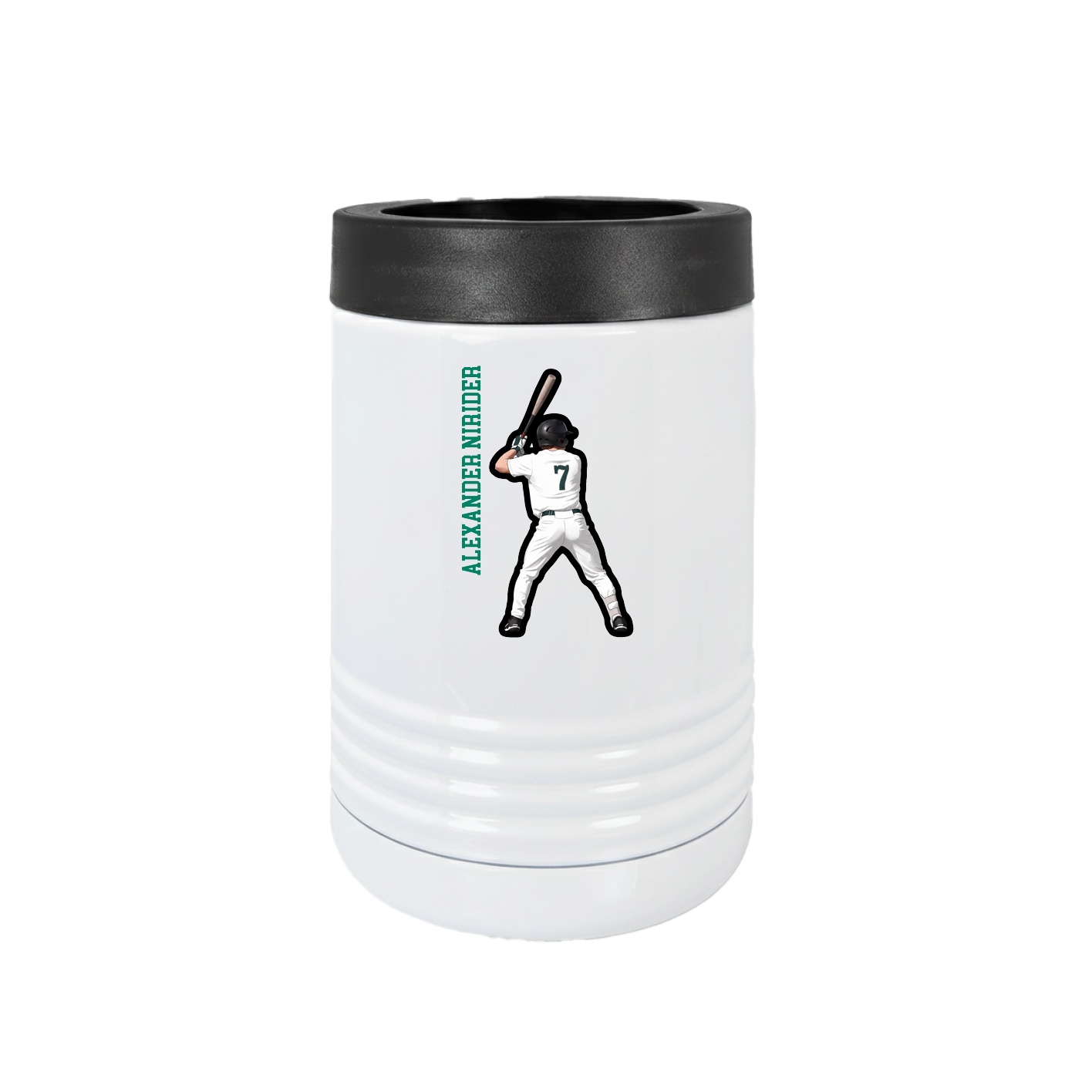 Beverage Holder — Name Vertical in White