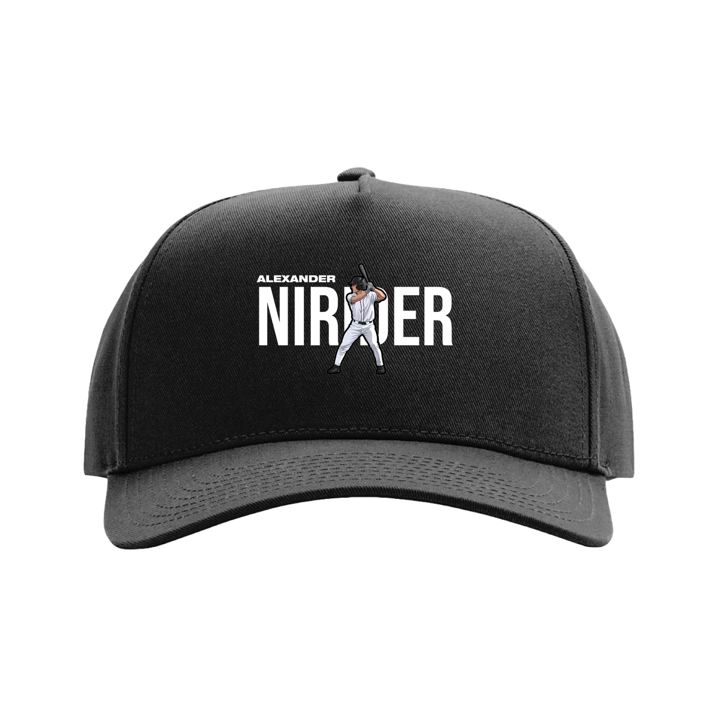 Full Fabric Five-Panel Champ Cap — Player Name in Black