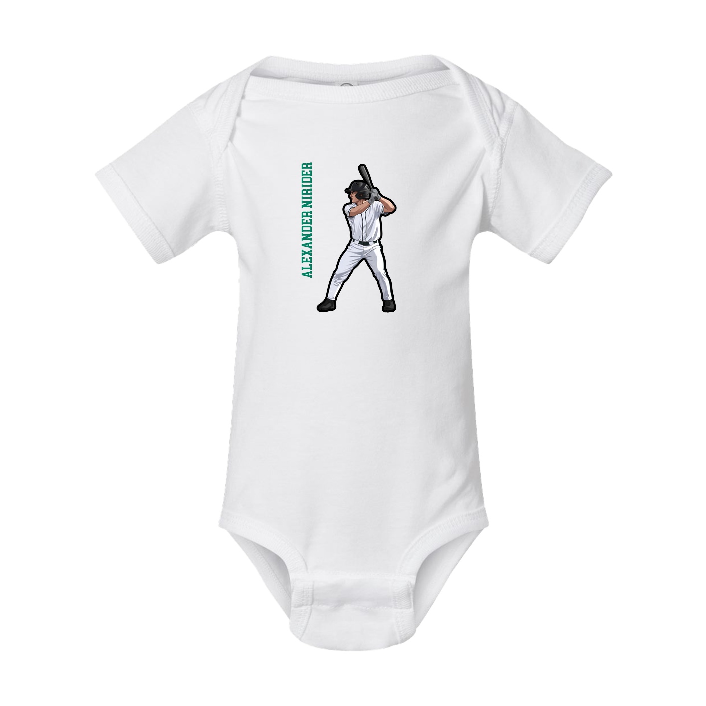 Baby Onesie — Name Vertical in White