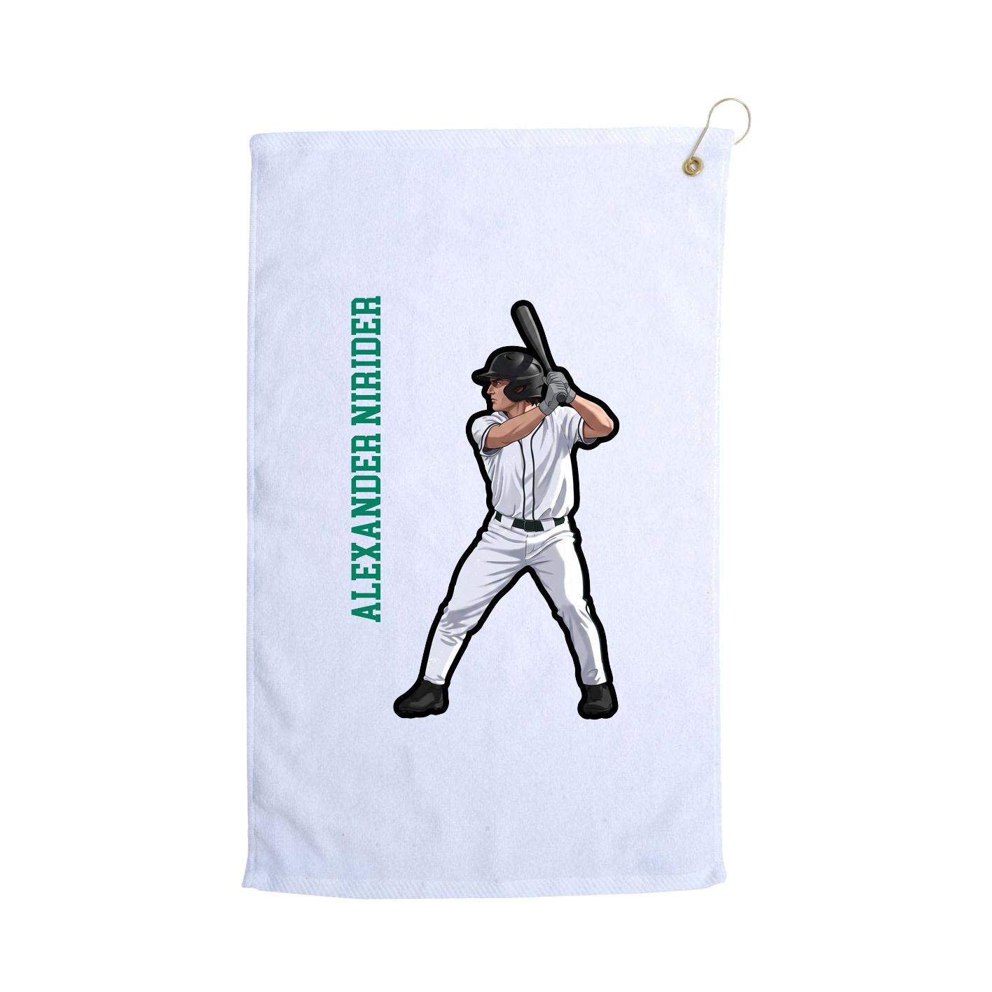 Golf Towel — Name Vertical in White