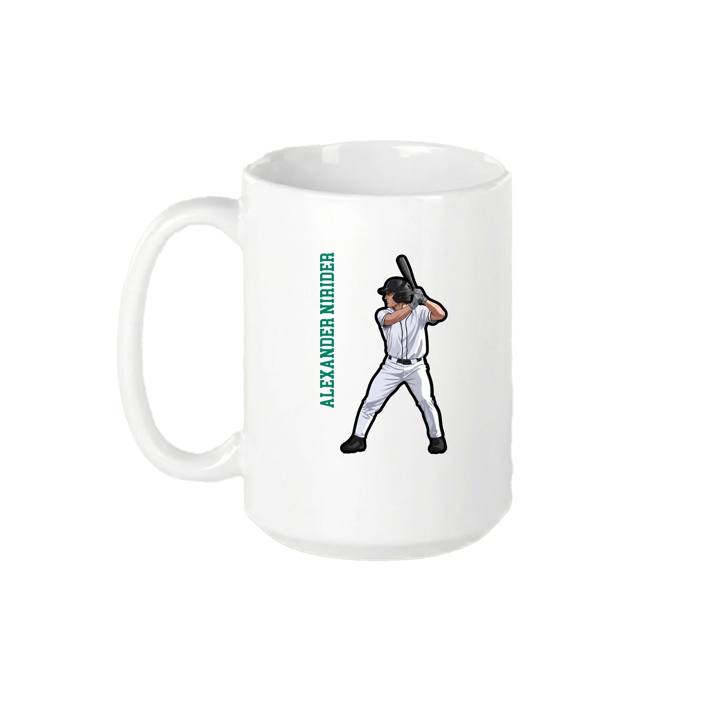 15oz Coffee Mug — Name Vertical in White