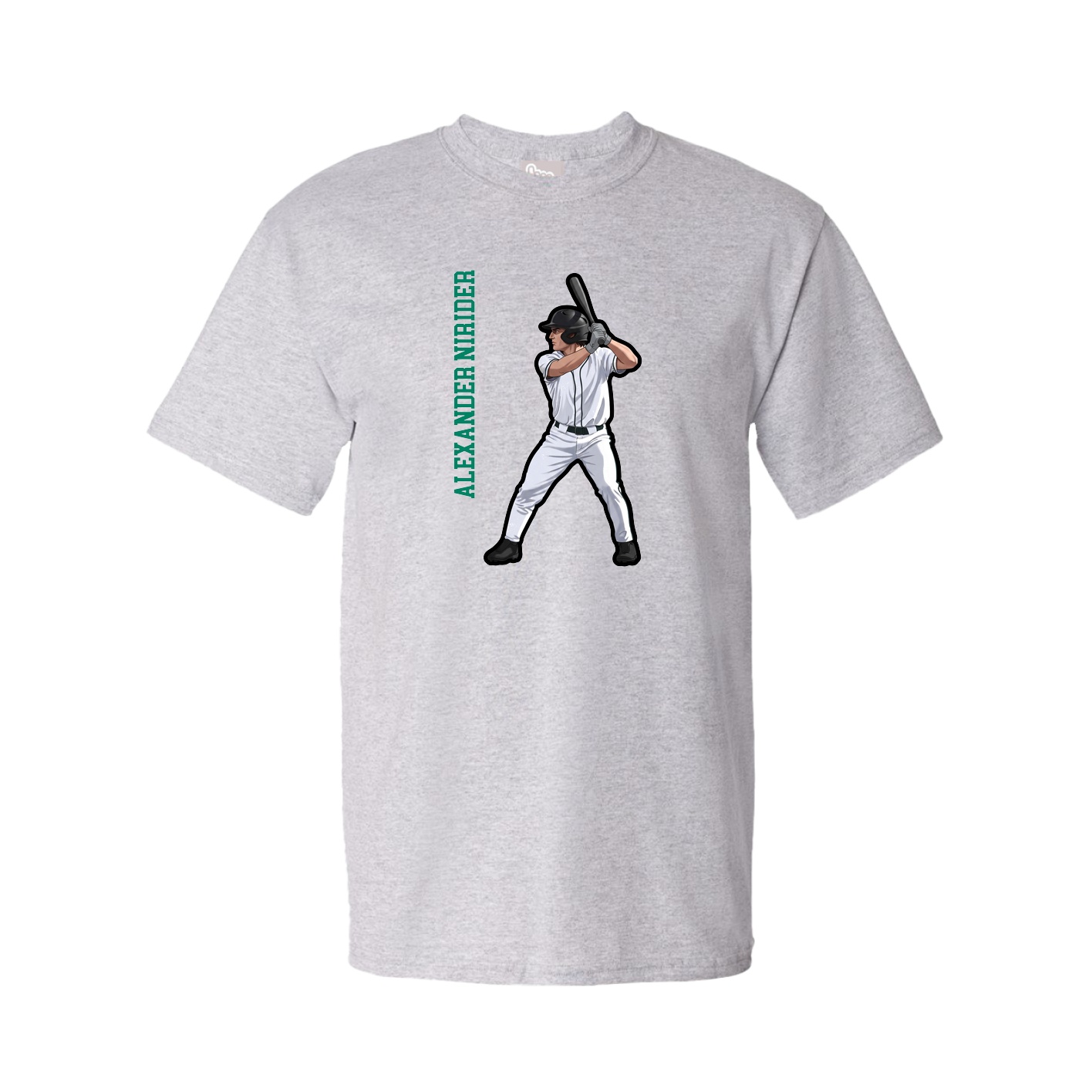 Youth Tee — Name Vertical in Grey