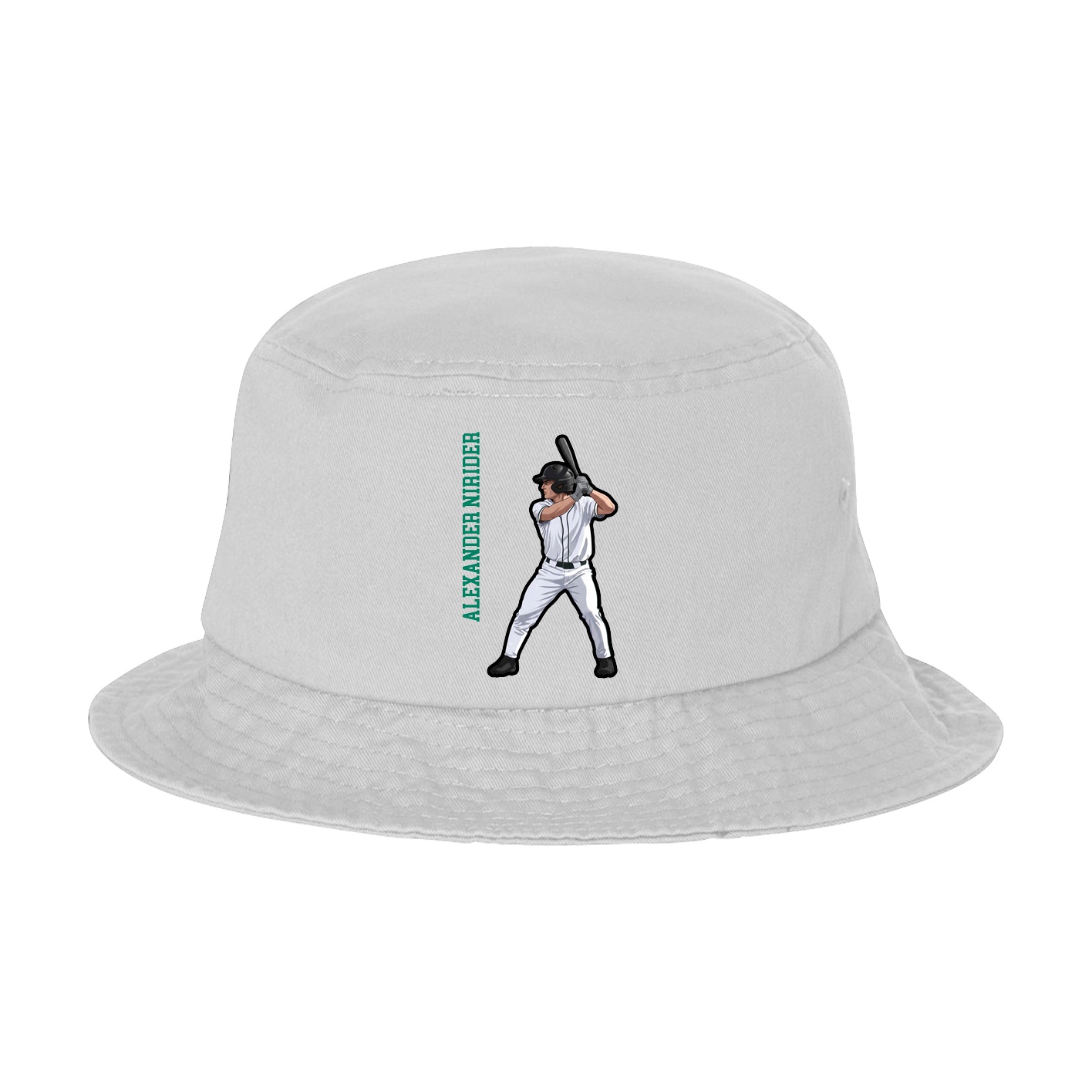 Bucket Cap — Name Vertical in White
