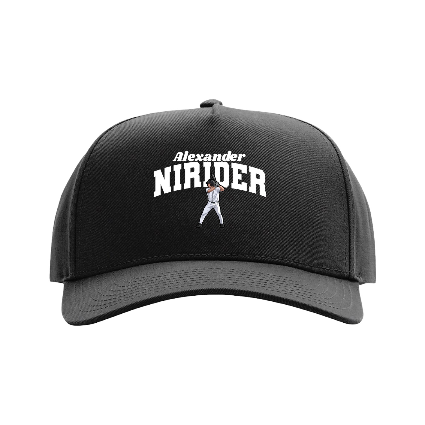Full Fabric Five-Panel Champ Cap — Signature Arch in Black