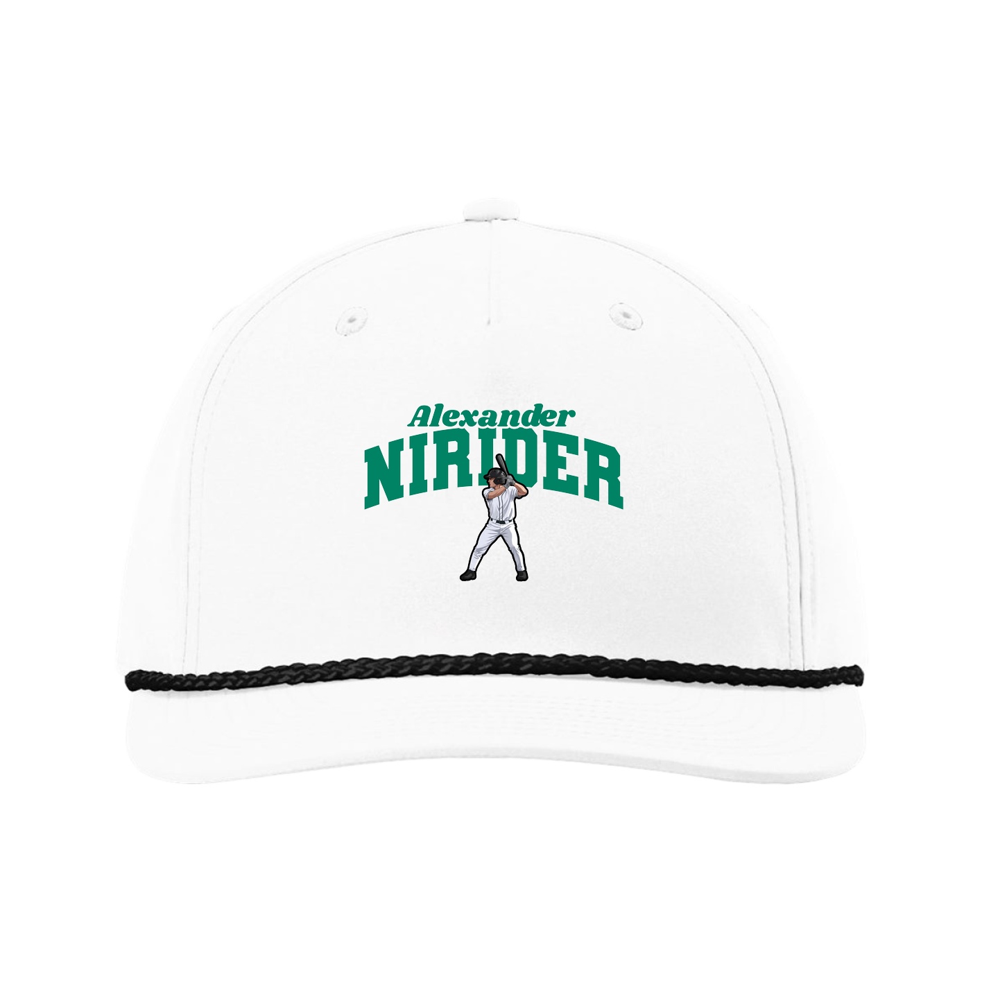 Five-Panel Classic Rope Cap — Signature Arch in White