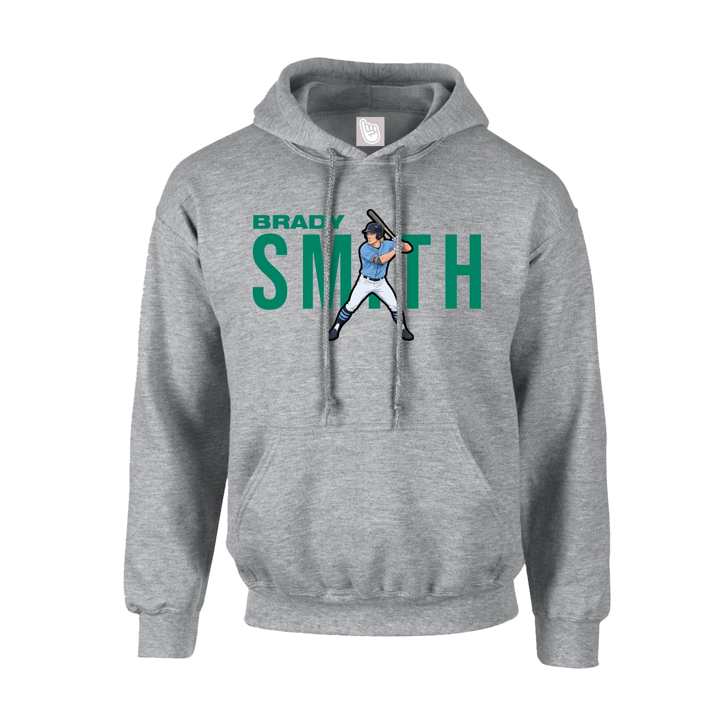 Youth Hoodie — Player Name in Grey