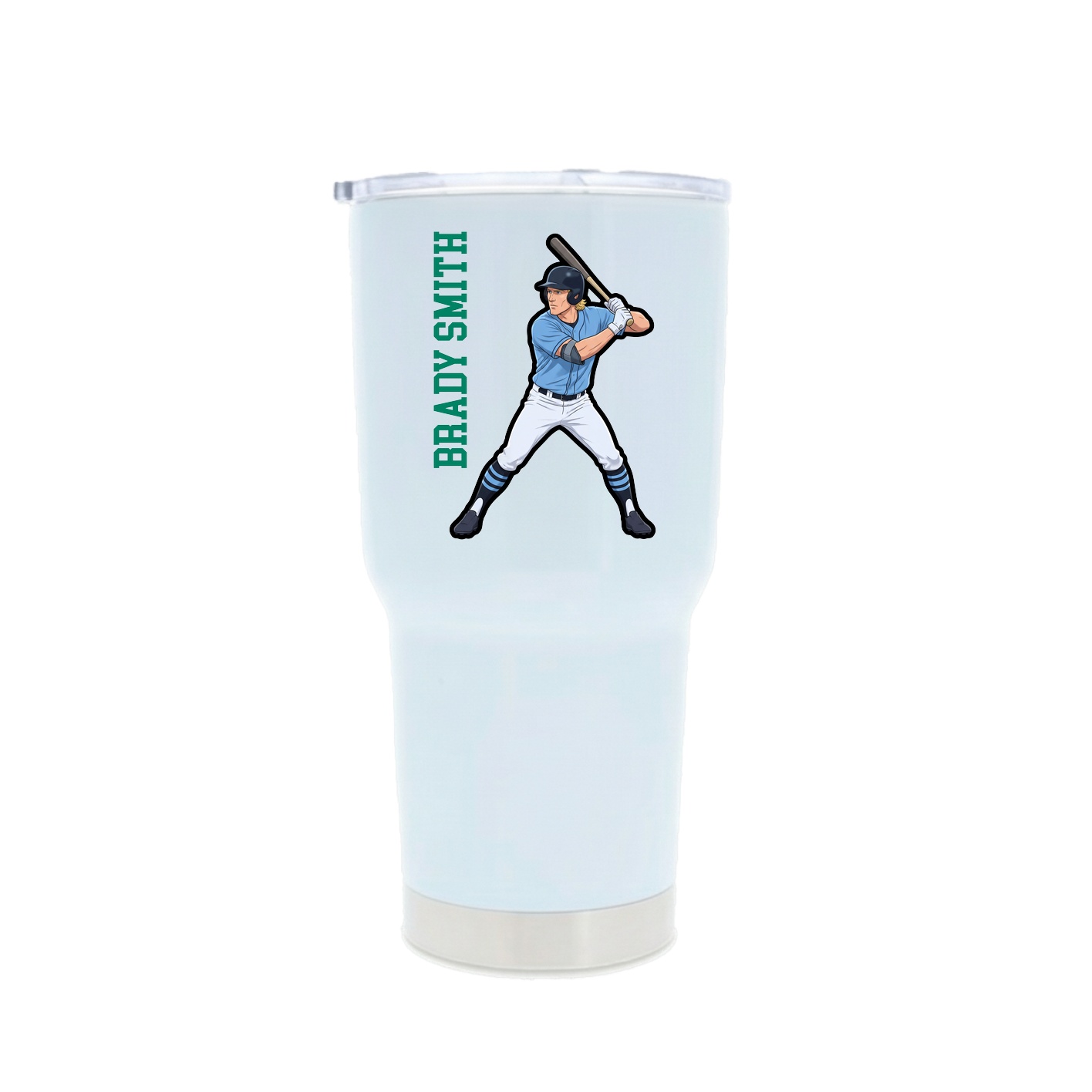 30oz Stainless Steel Tumbler — Name Vertical in White