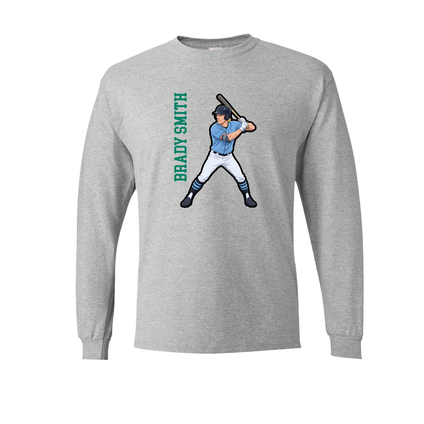 Long Sleeve Tee — Name Vertical in Grey