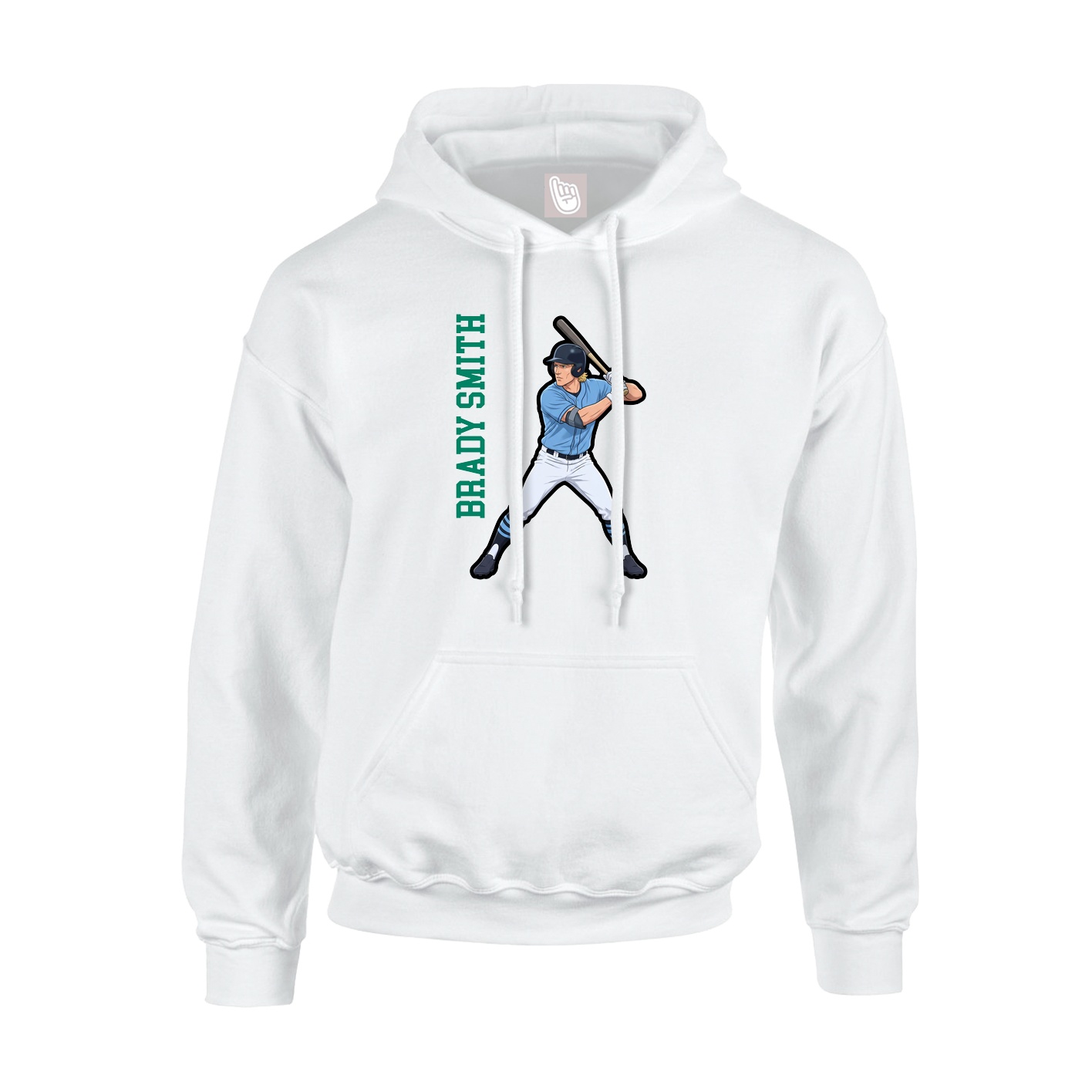 Youth Hoodie — Name Vertical in White