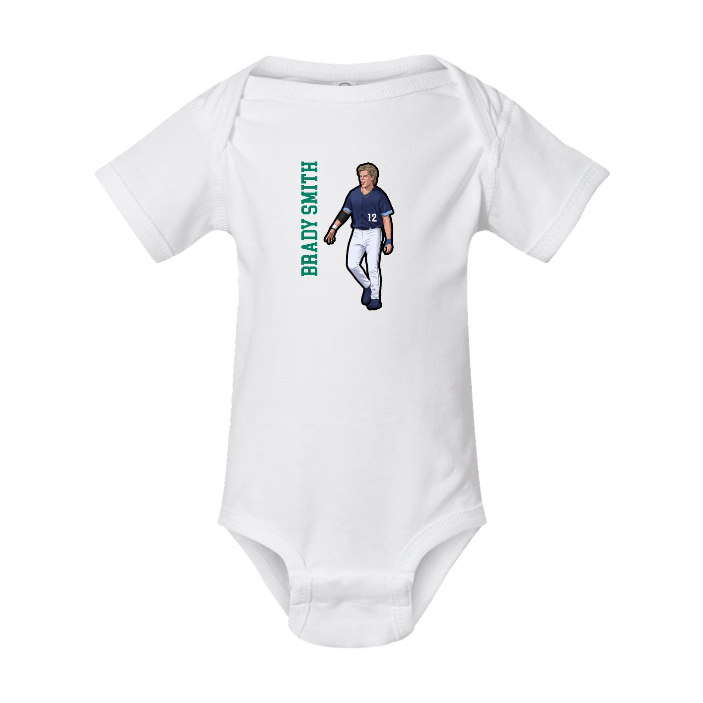 Baby Onesie — Name Vertical in White