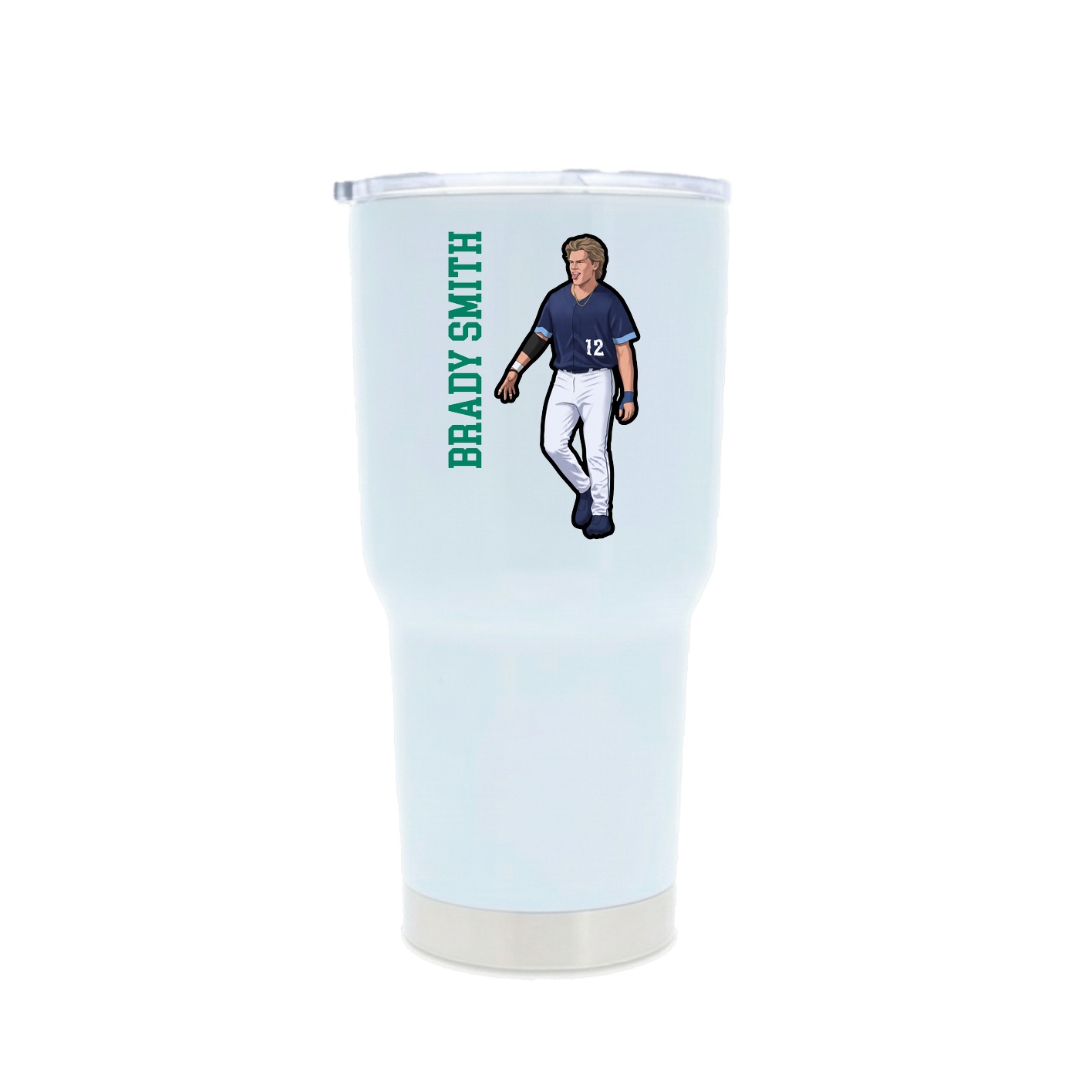 30oz Stainless Steel Tumbler — Name Vertical in White