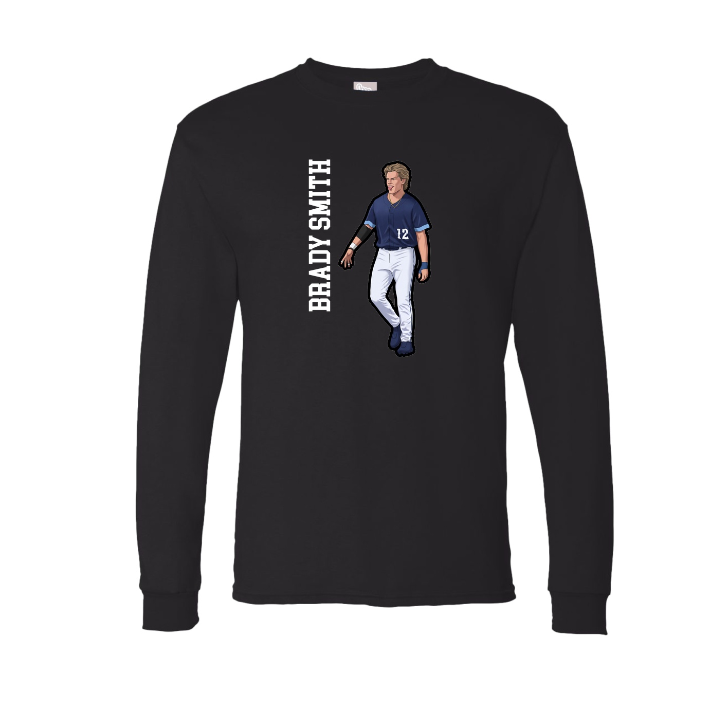 Long Sleeve Tee — Name Vertical in Black