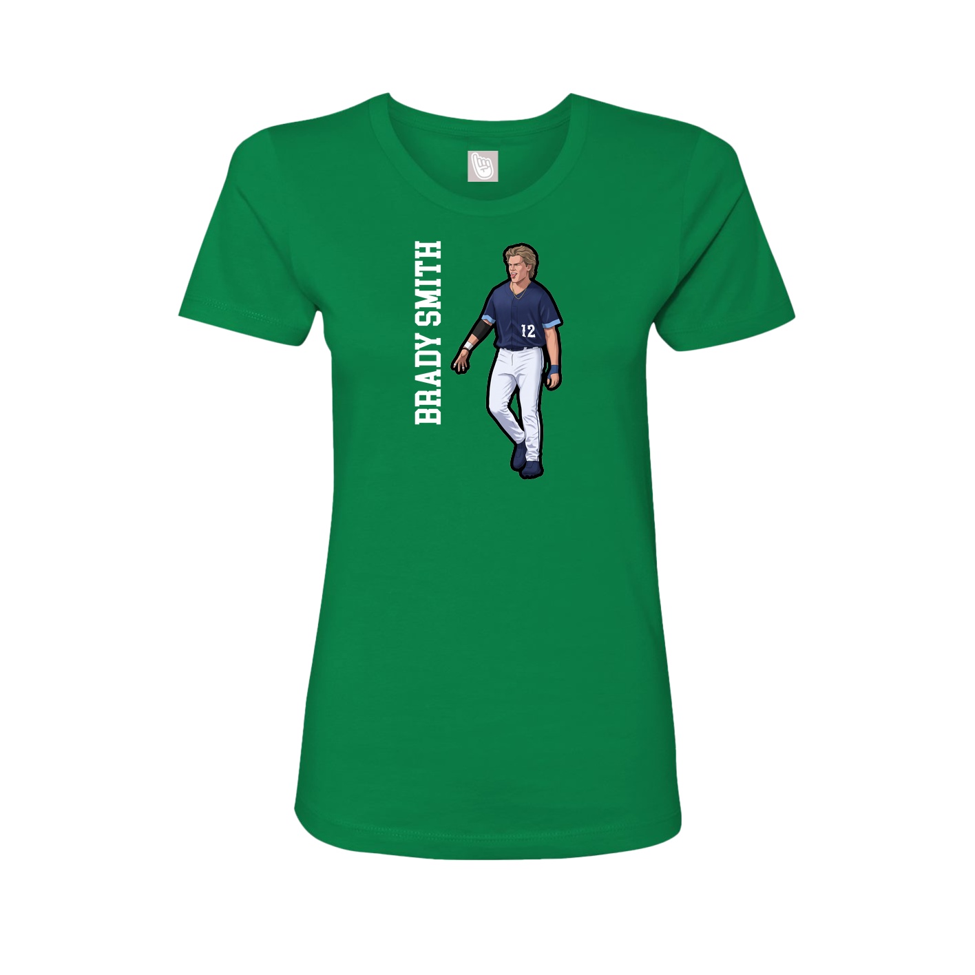Fitted Women's Tee — Name Vertical in Green