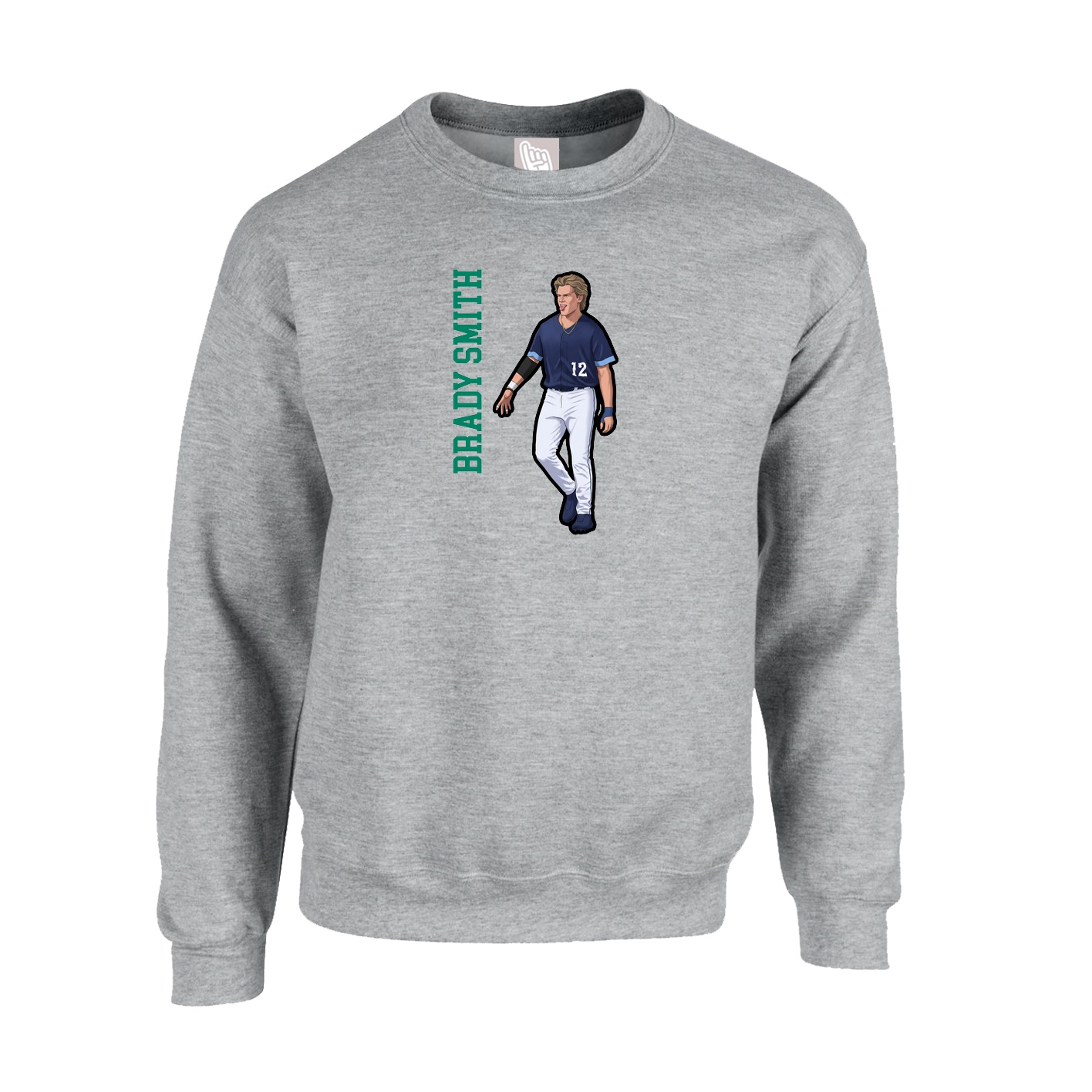 Fleece Crew — Name Vertical in Grey