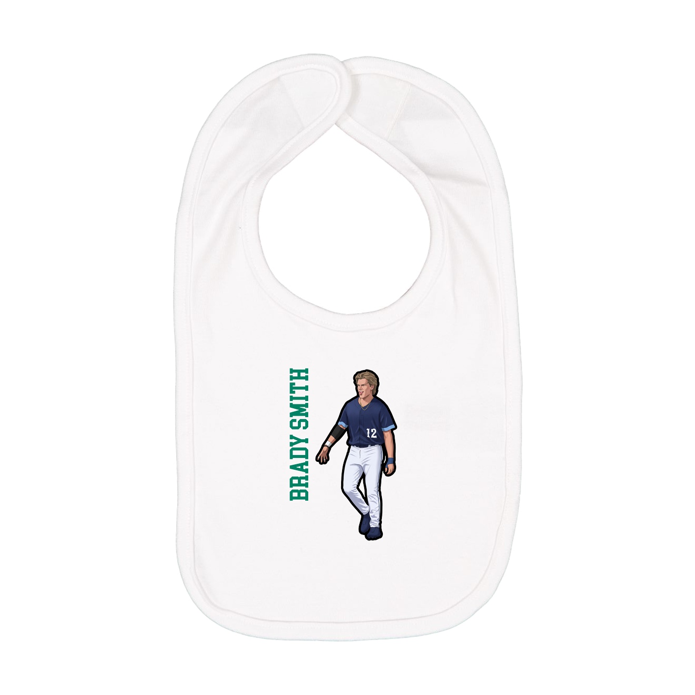 Infant Bib — Name Vertical in White