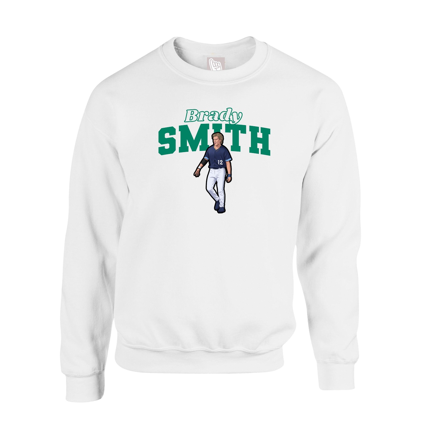 Fleece Crew — Name Arch in White