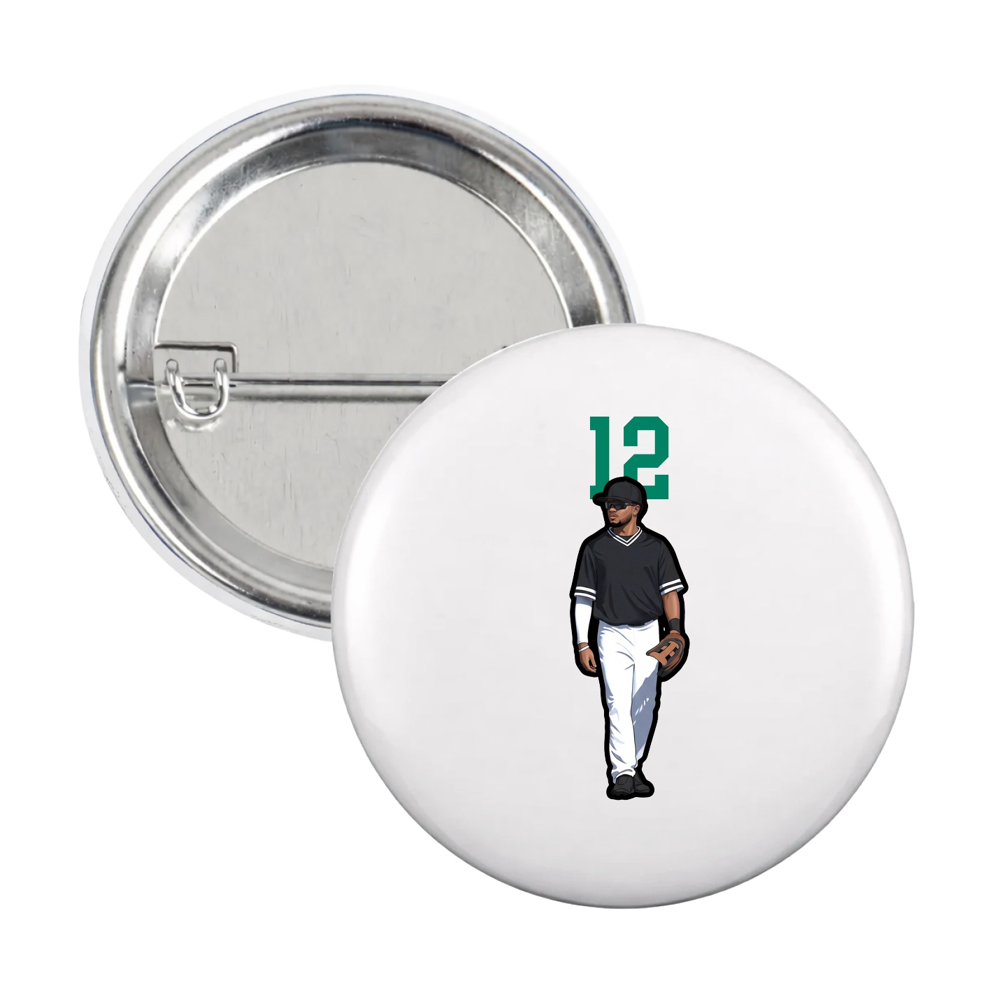 Game Day Button — Number Top in White