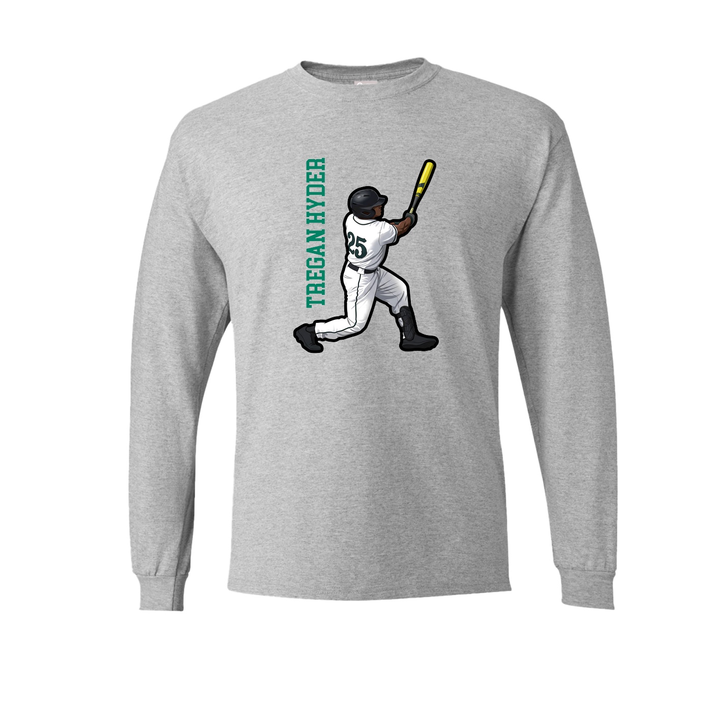 Long Sleeve Tee — Name Vertical in Grey