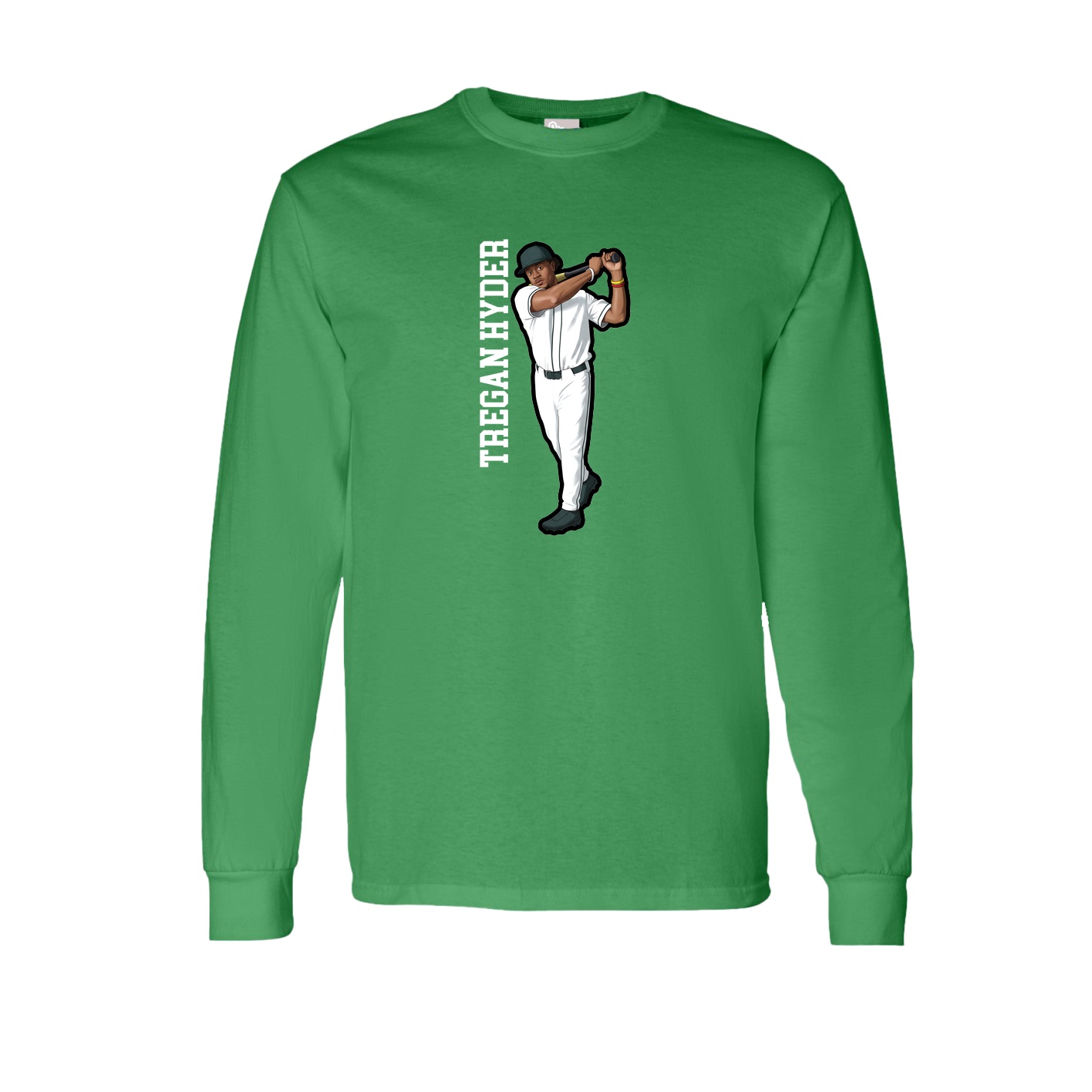 Long Sleeve Tee — Name Vertical in Green