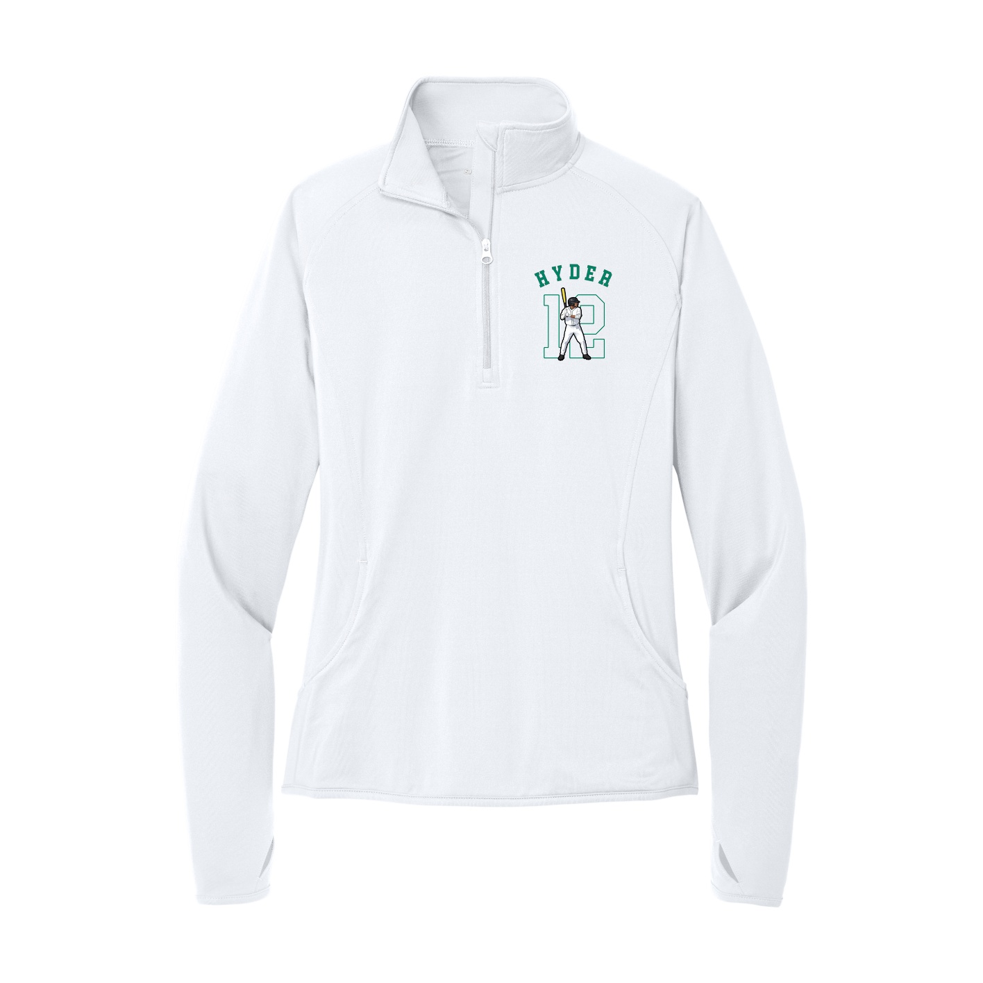 Women's Q-Zip Pullover — Shirsey Arch in White