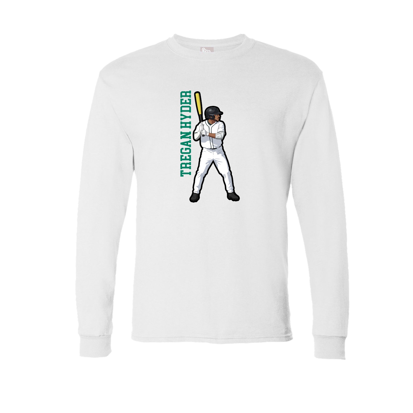 Long Sleeve Tee — Name Vertical in White