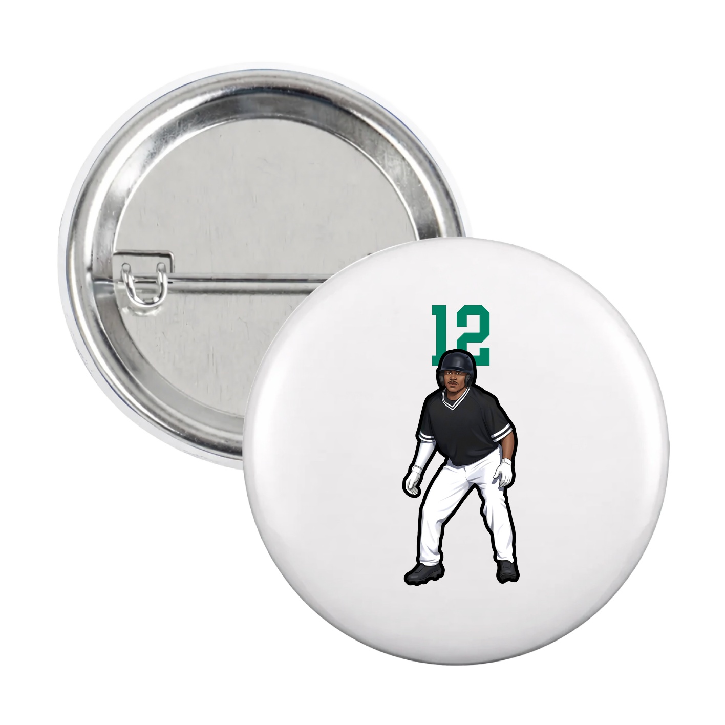 Game Day Button — Number Top in White
