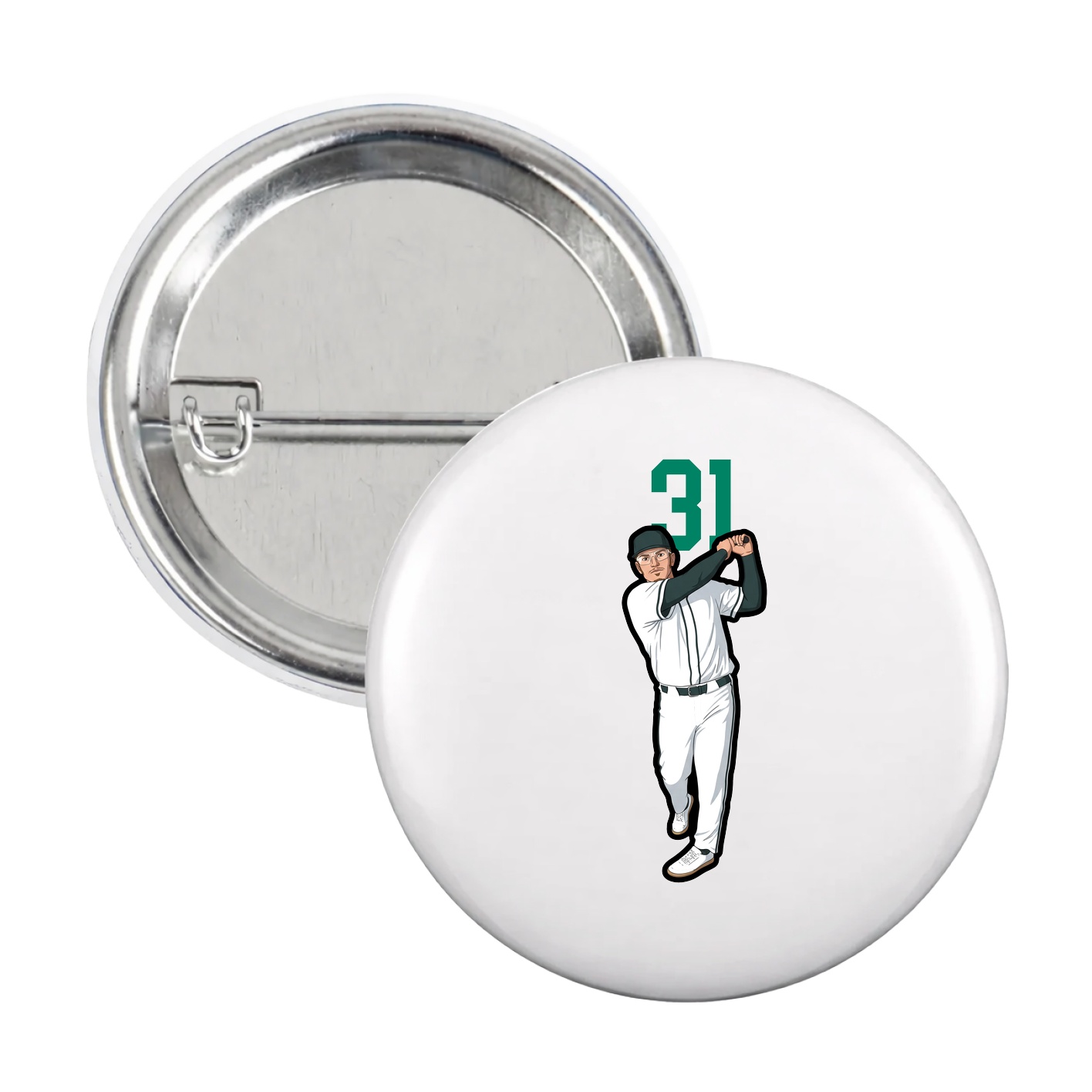 Game Day Button — Number Top in White