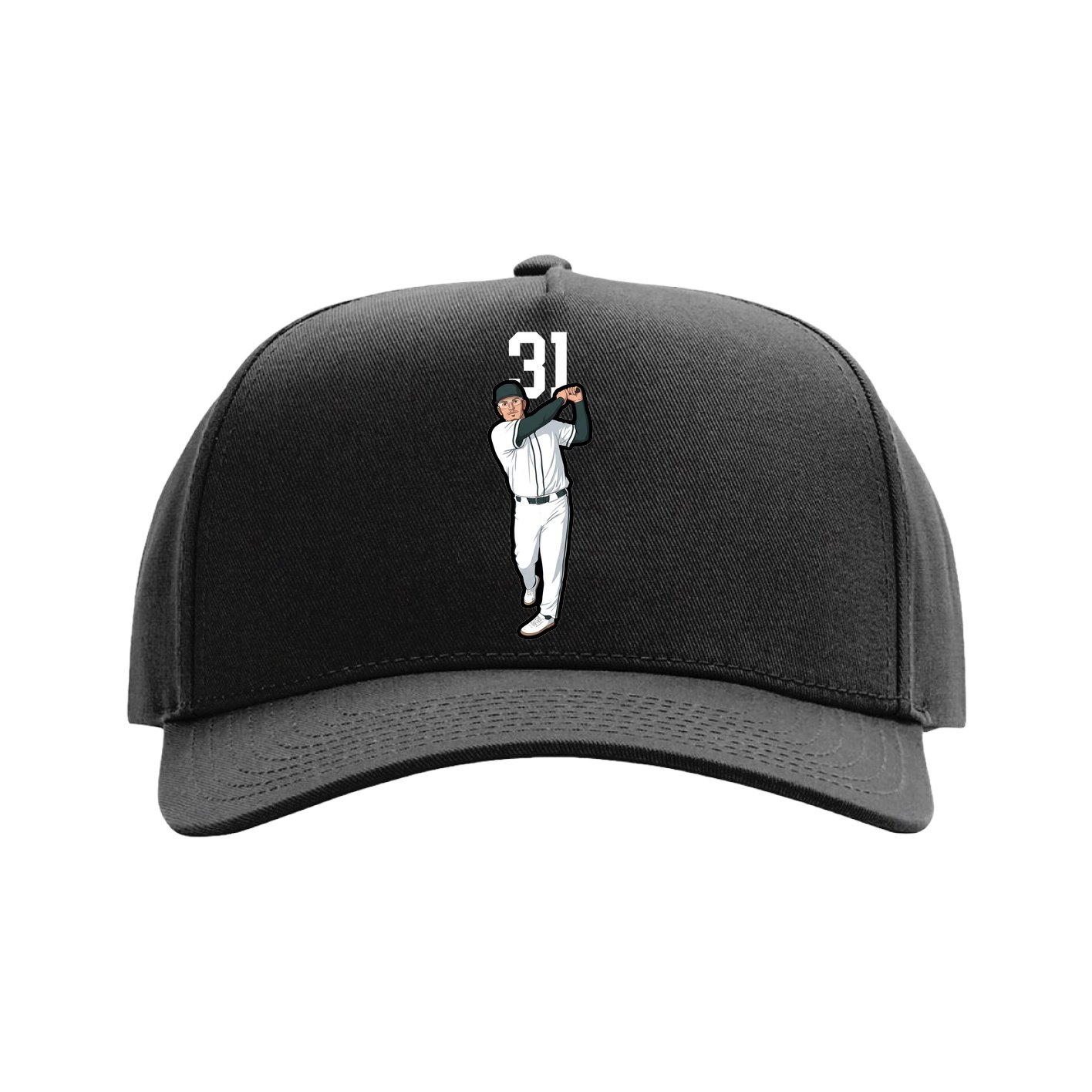 Full Fabric Five-Panel Champ Cap — Number Top in Black