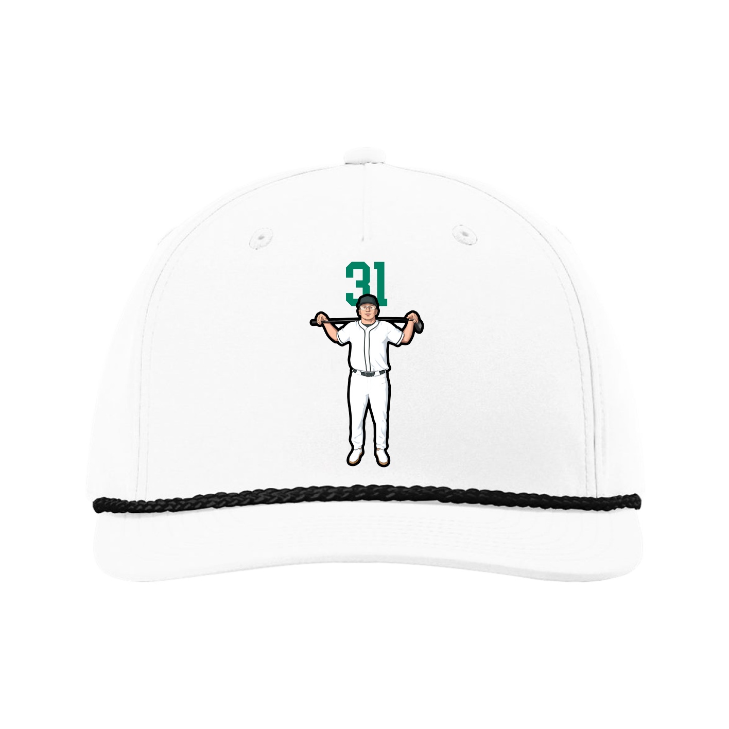 Five-Panel Classic Rope Cap — Number Top in White