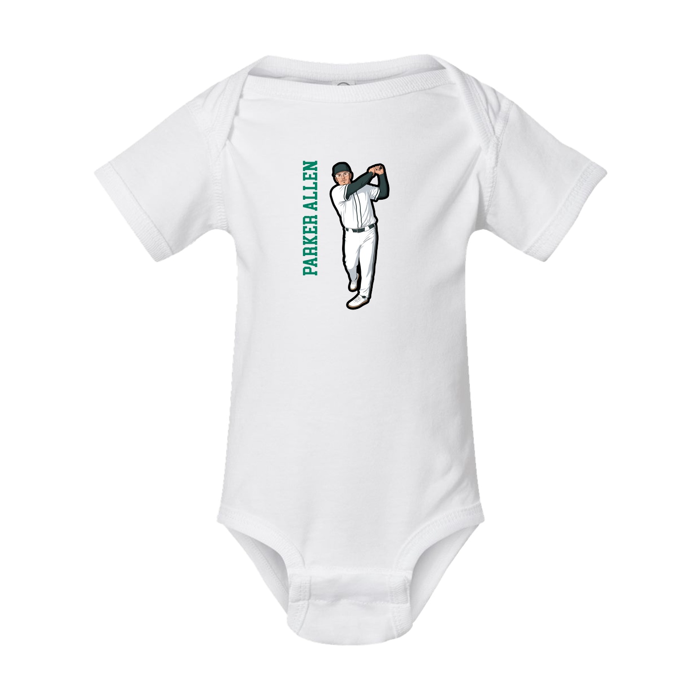 Baby Onesie — Name Vertical in White