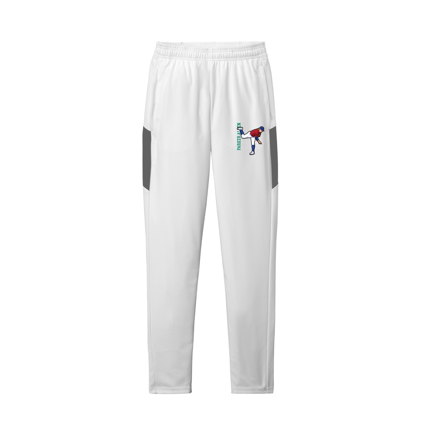 Team Travel Pant — Name Vertical in White/Grey