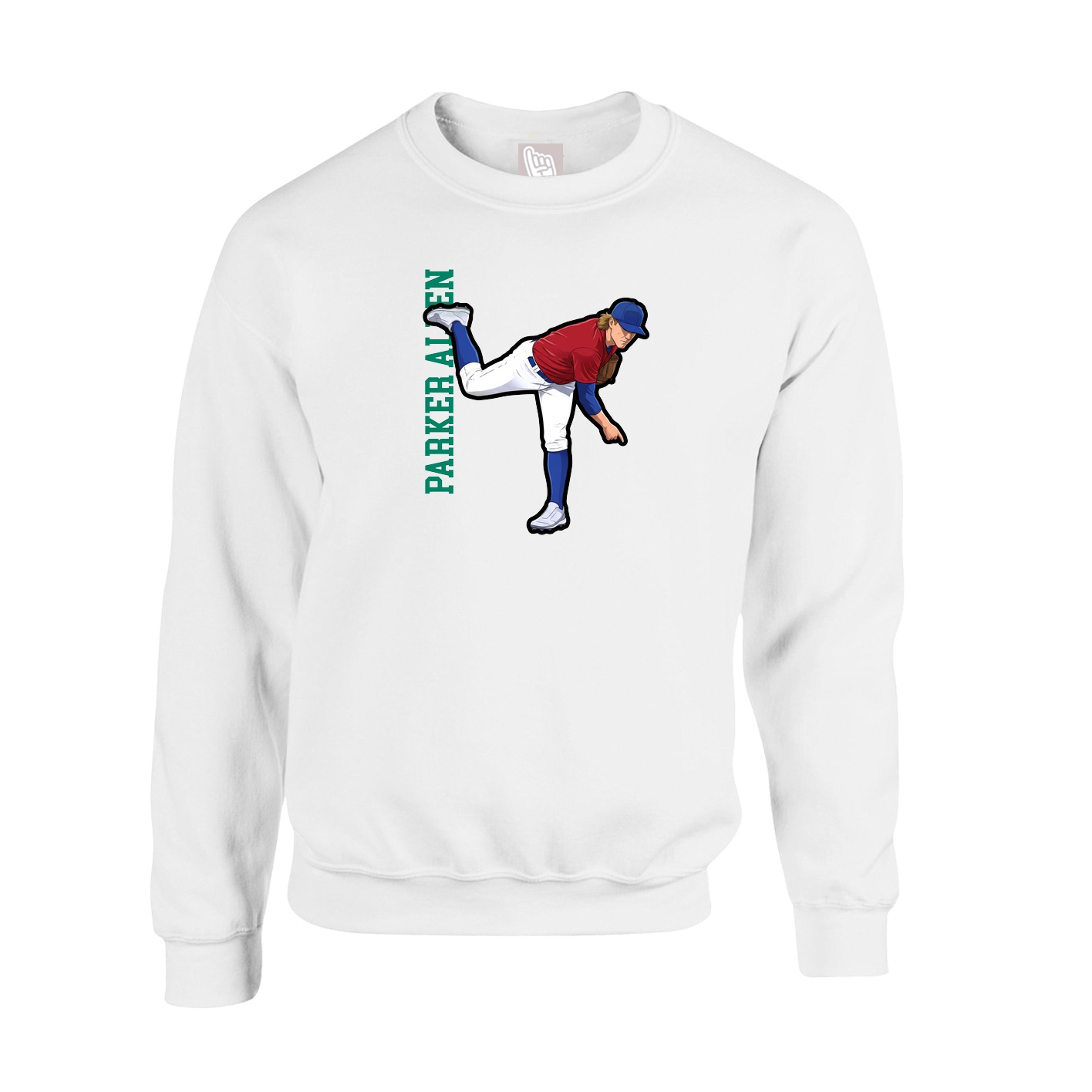 Fleece Crew — Name Vertical in White