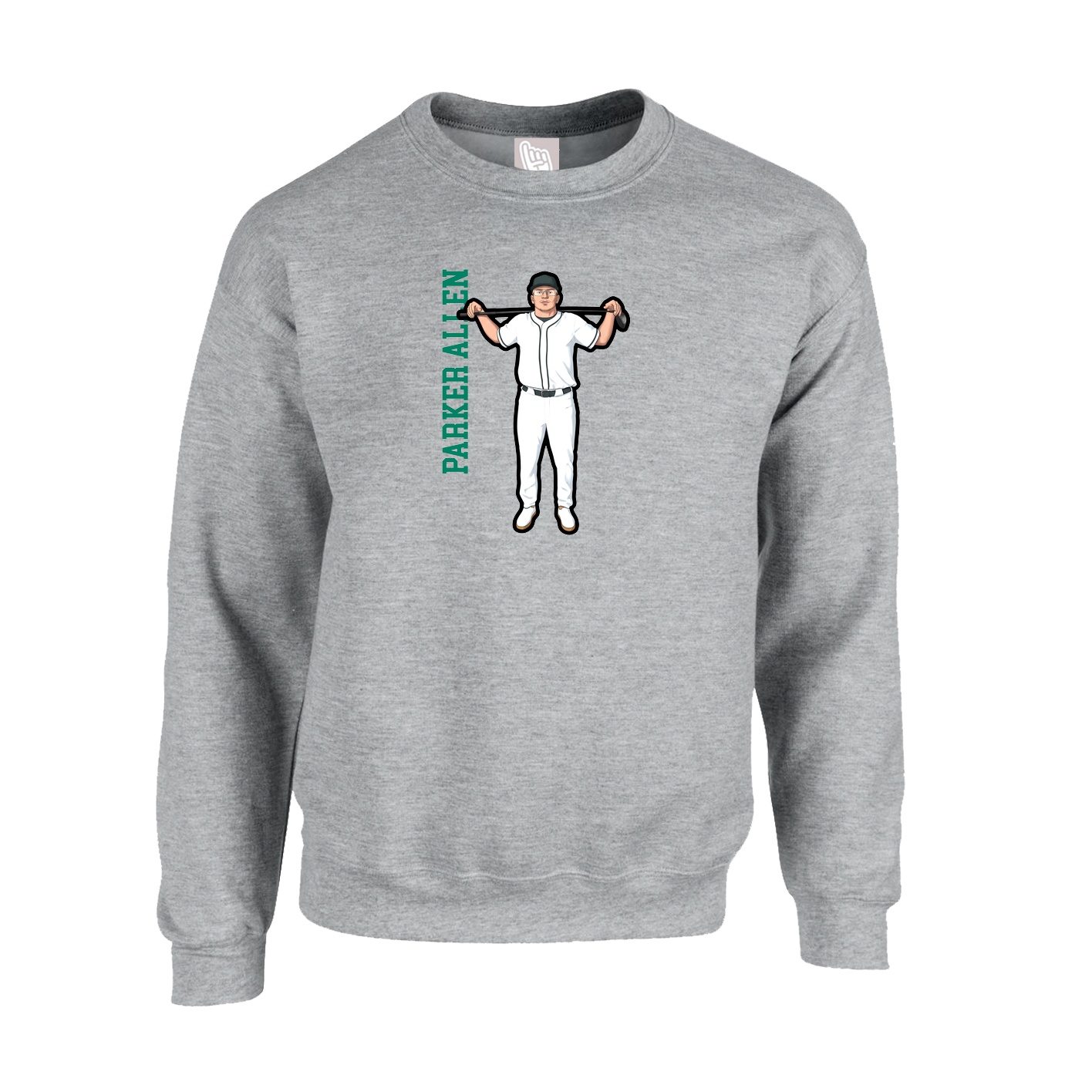 Fleece Crew — Name Vertical in Grey