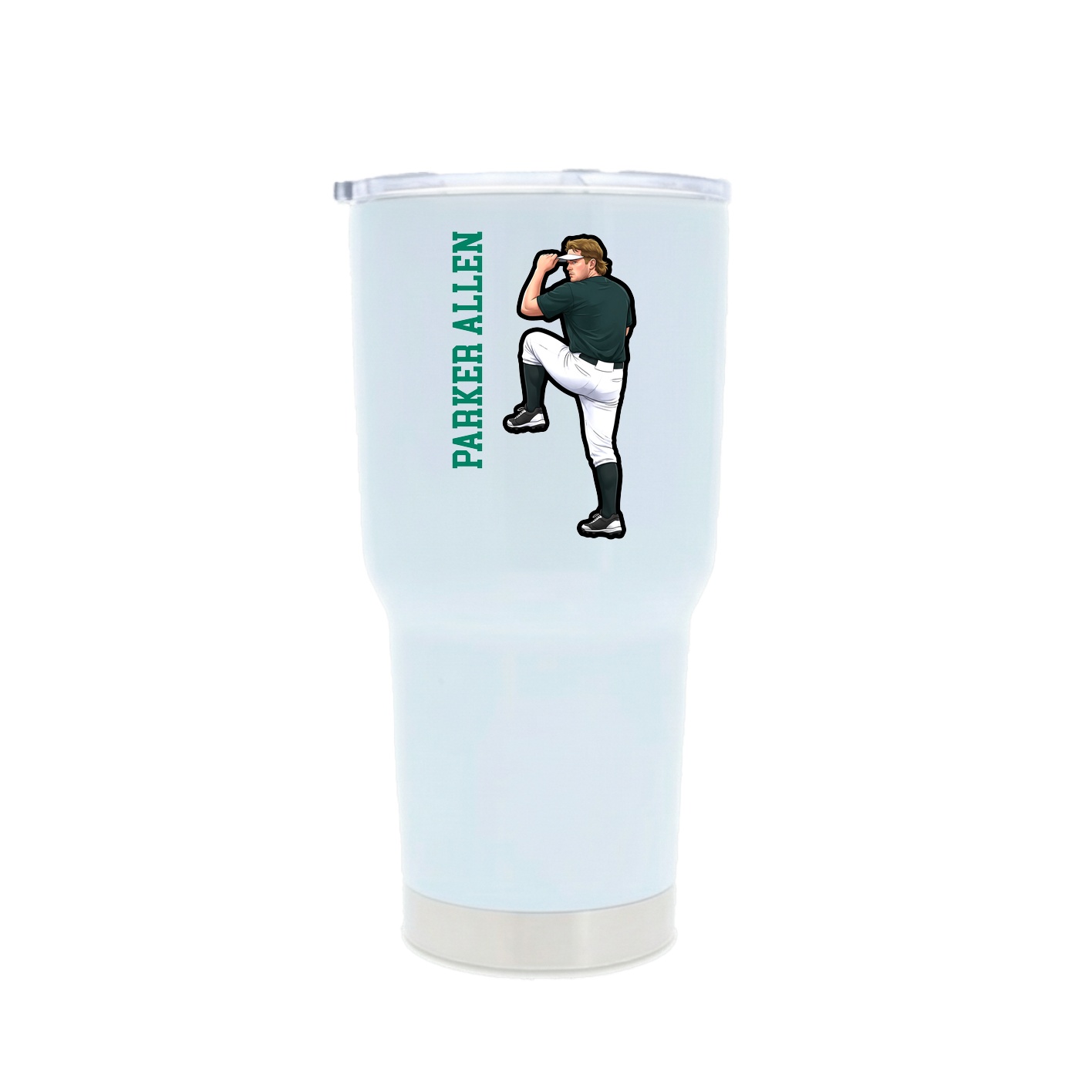 30oz Stainless Steel Tumbler — Name Vertical in White