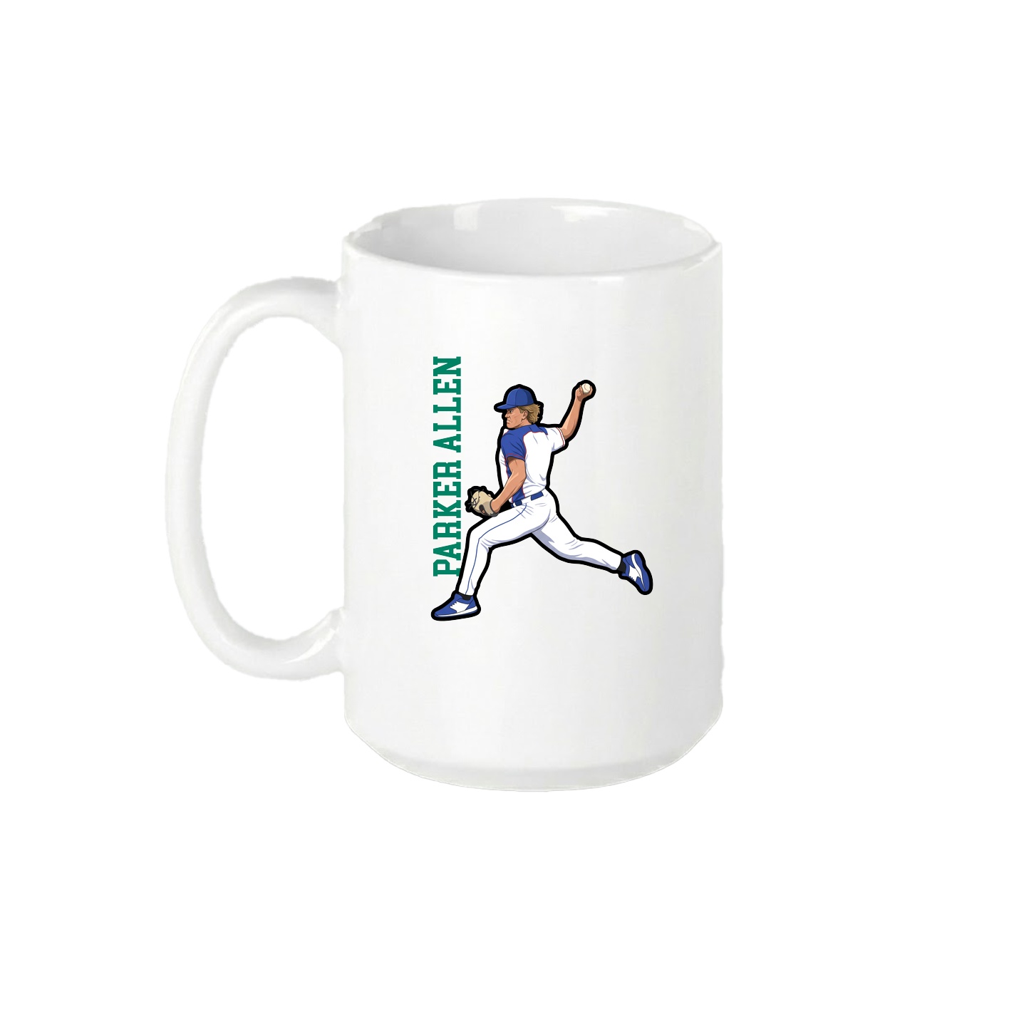 15oz Coffee Mug — Name Vertical in White