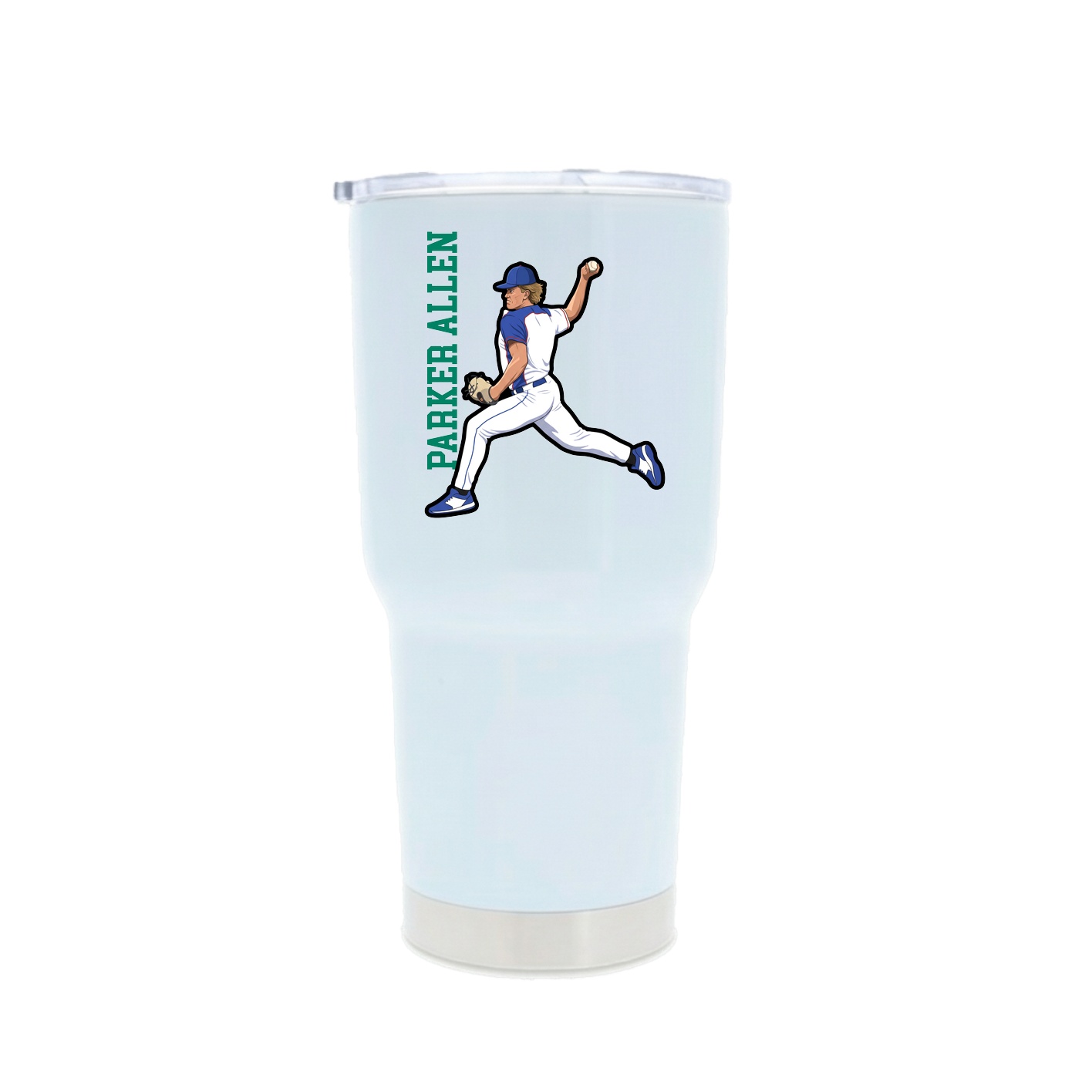 30oz Stainless Steel Tumbler — Name Vertical in White