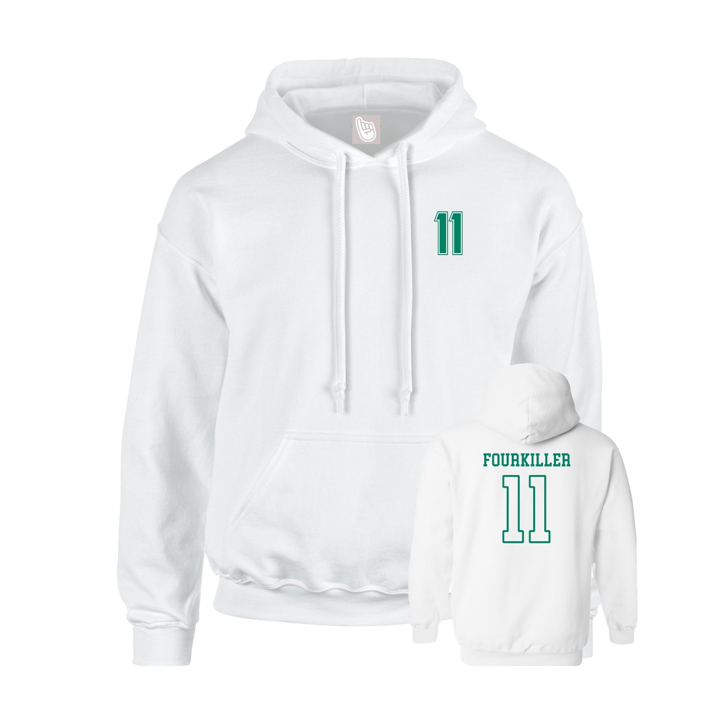 Youth Hoodie — Chest Back in White