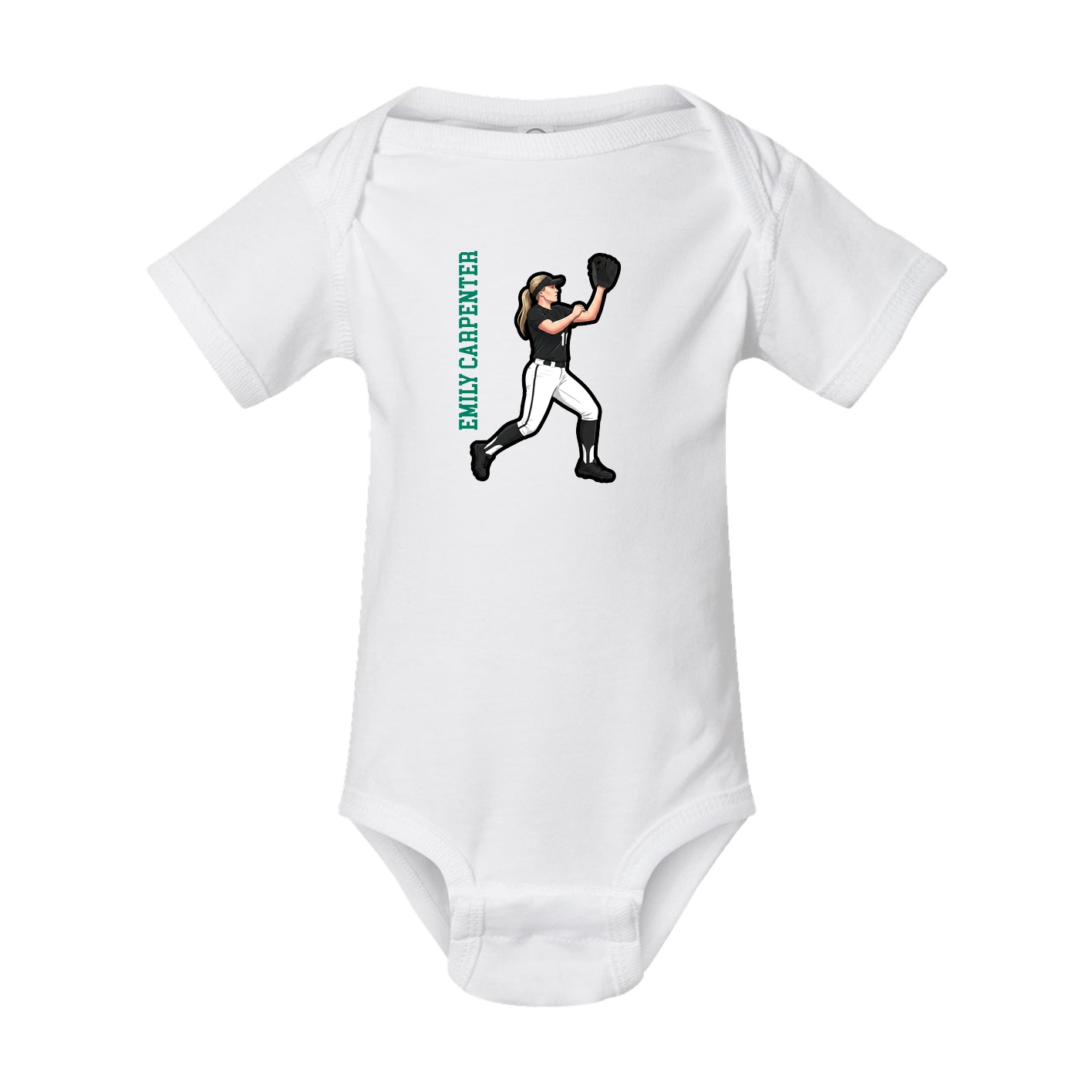 Baby Onesie — Name Vertical in White